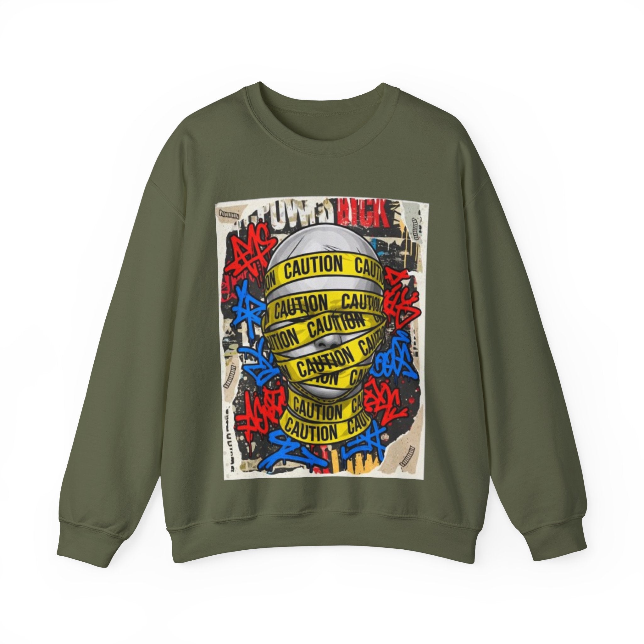 Caution Tape Graffiti Crewneck Sweatshirt