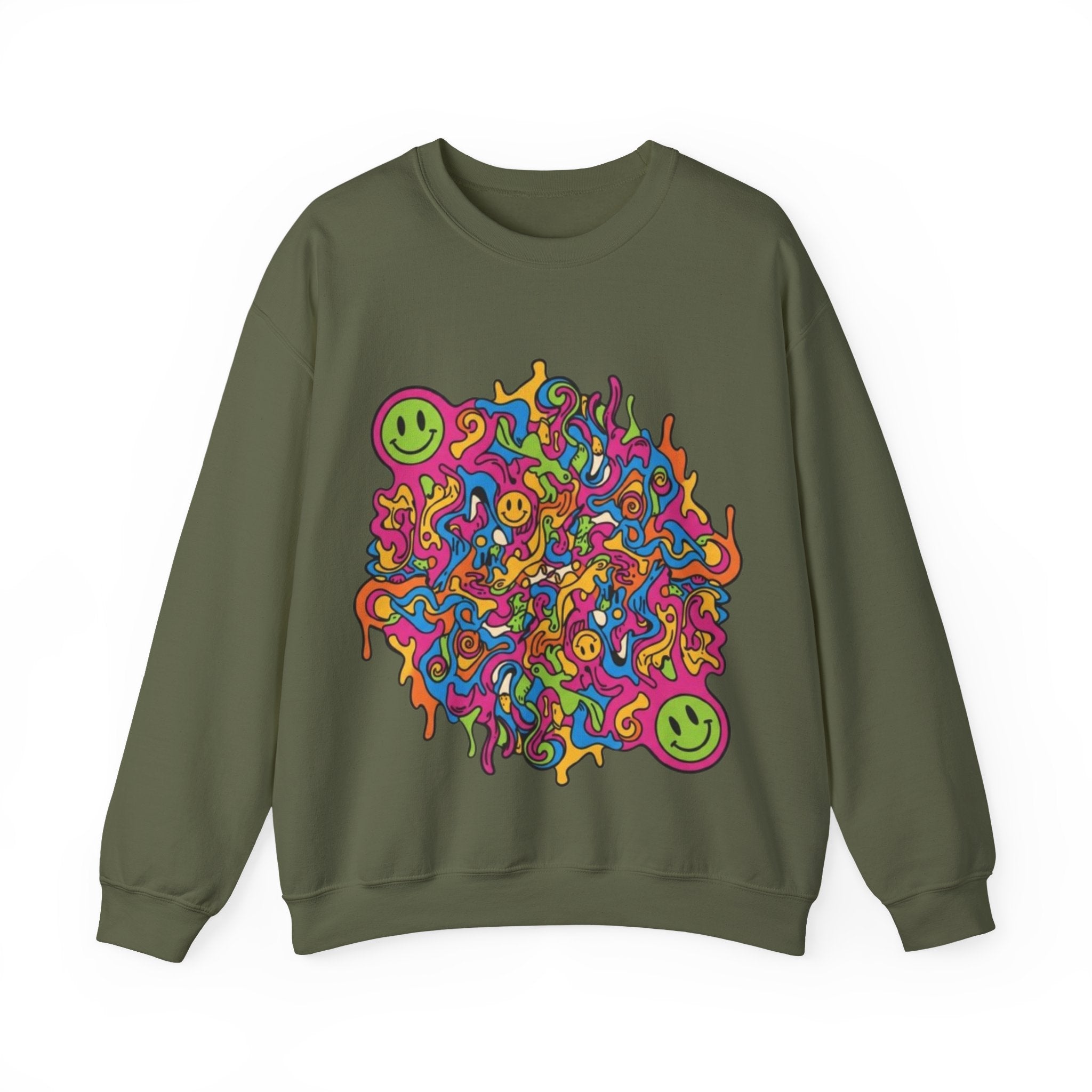 Psychedelic Smiley Swirl Crewneck Sweatshirt