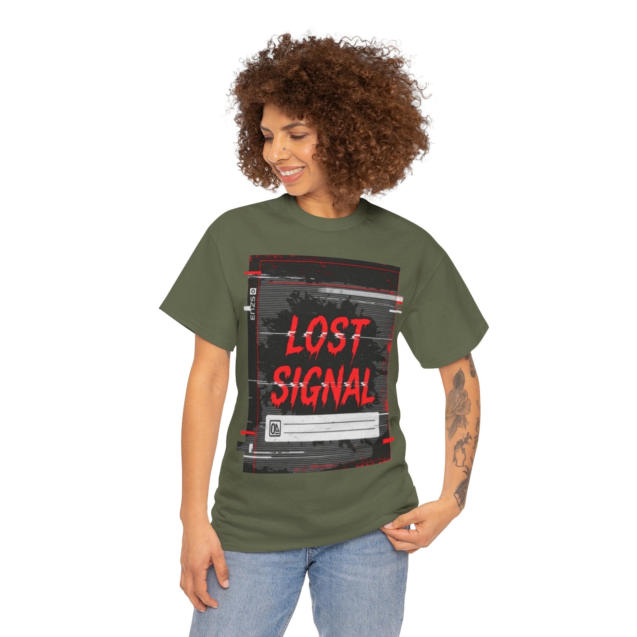 Lost Signal T-Shirt — Glitch Cyberpunk Graphic Tee