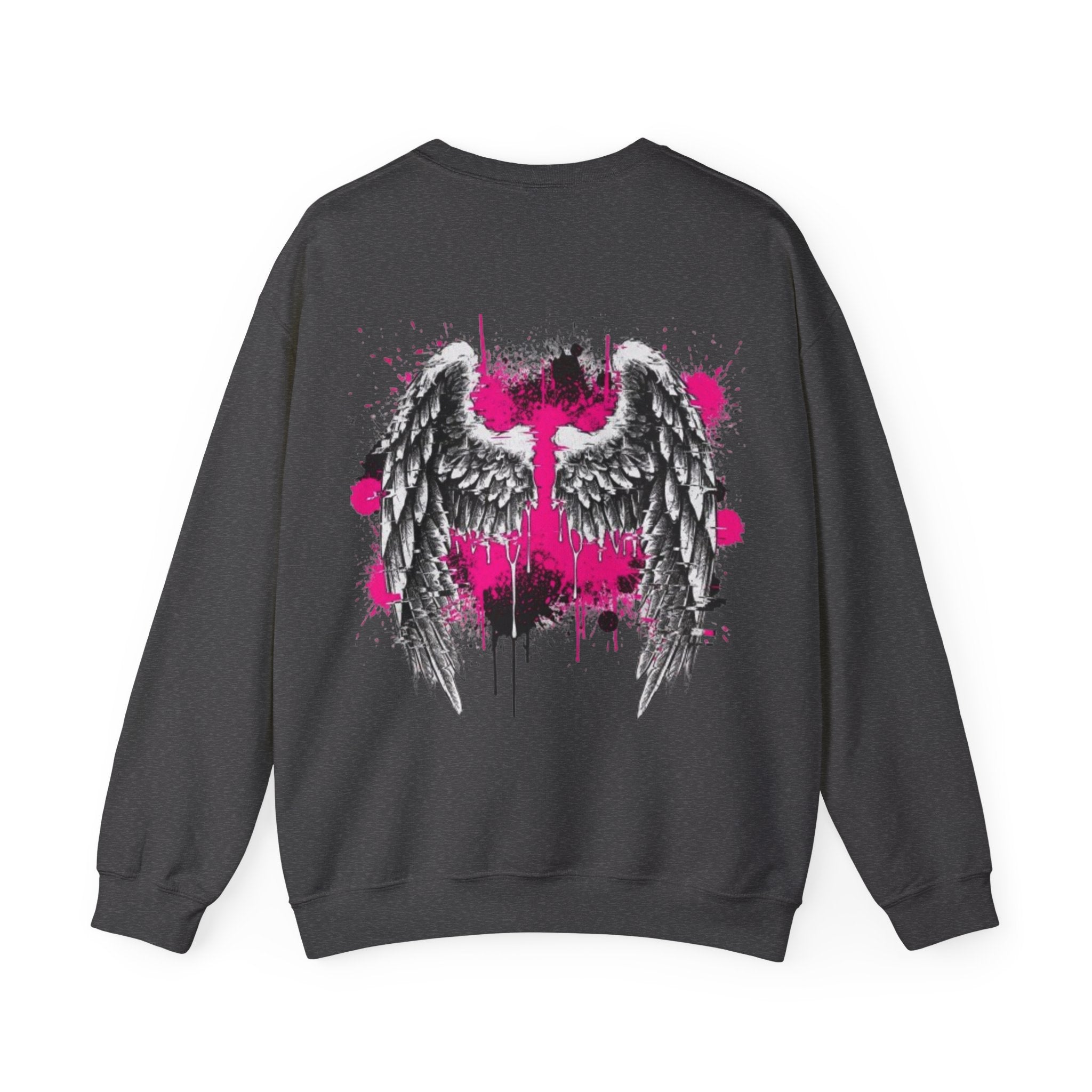 Angel Wings Crewneck Sweatshirt — Pink Graffiti Back Graphic