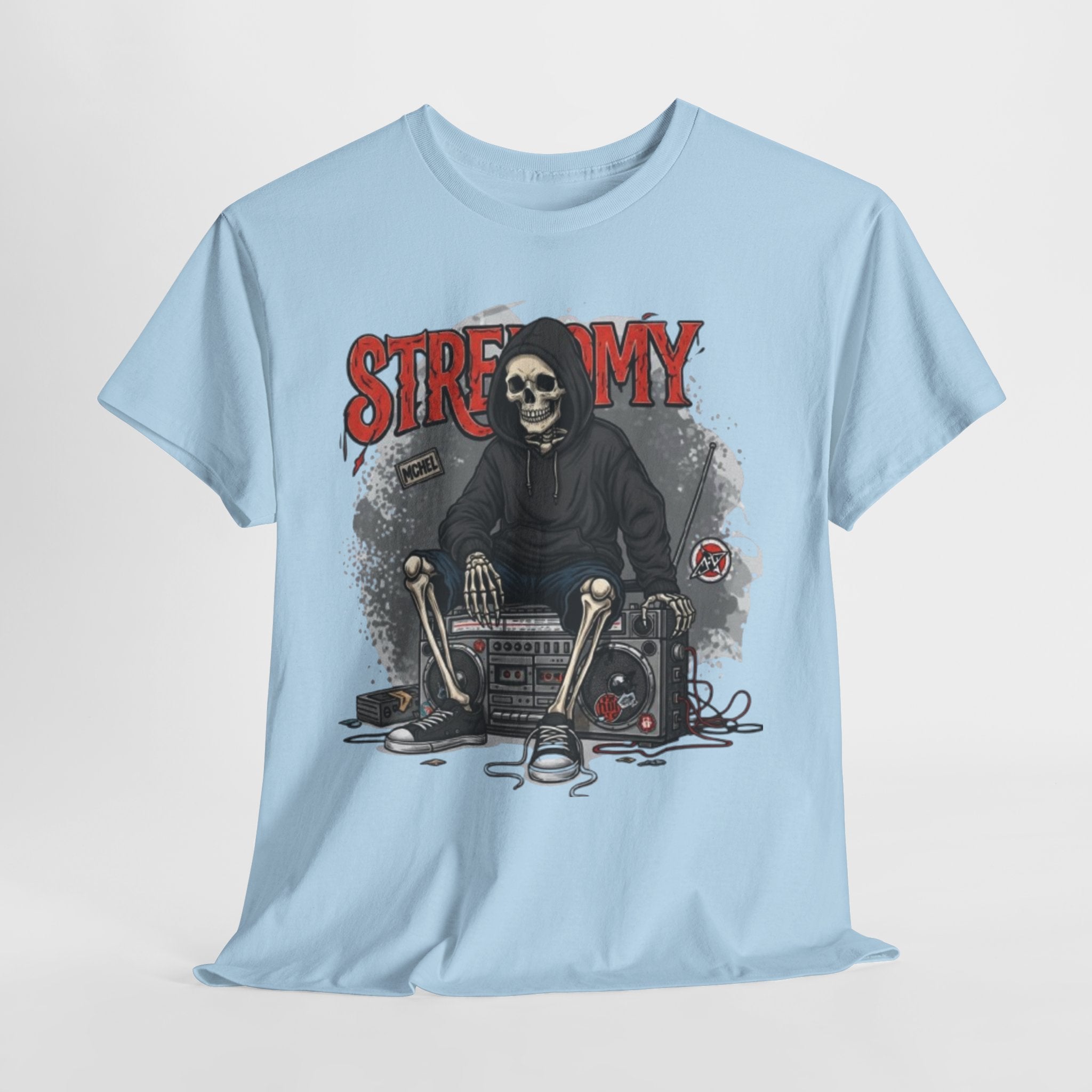 Skeleton DJ Tee — “STRF MY” Retro Grunge Music Skull T-Shirt