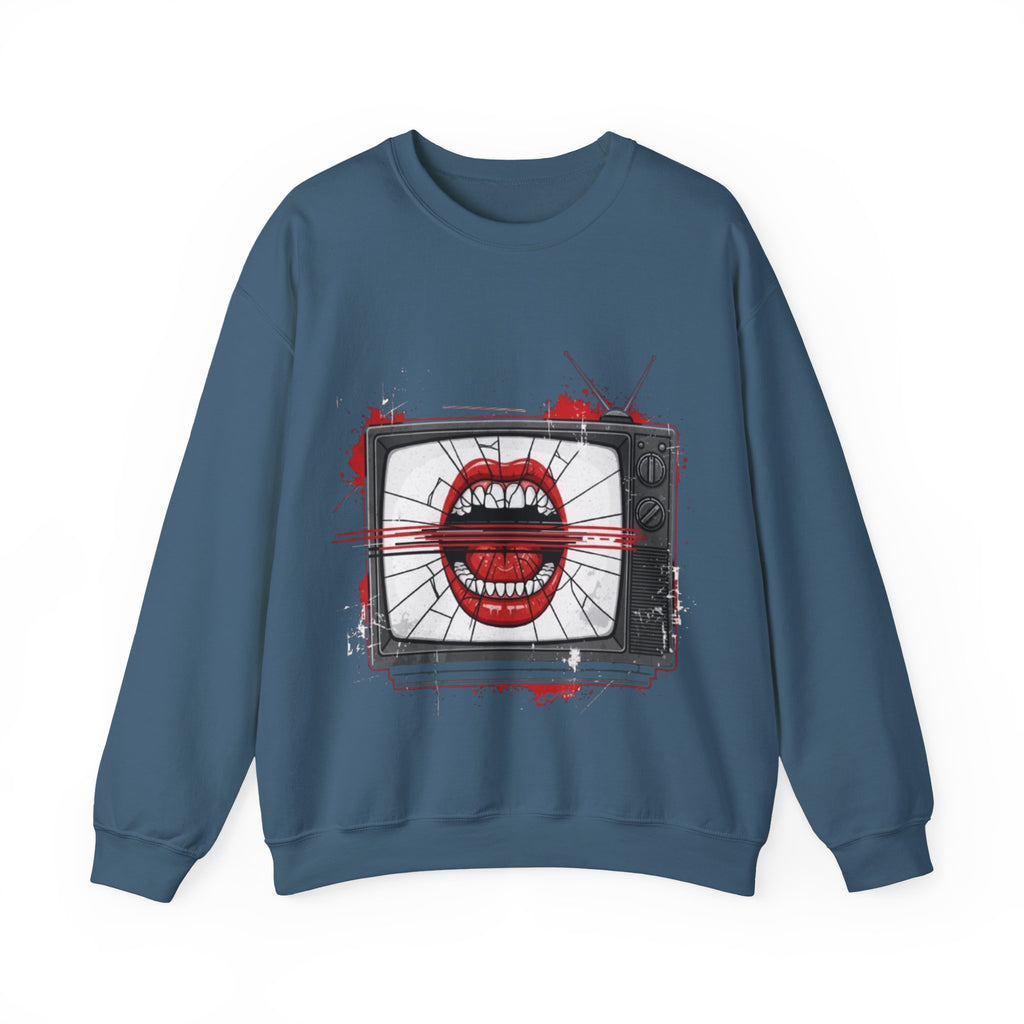 Graphic Sweatshirt — Retro TV with Screaming Mouth Design