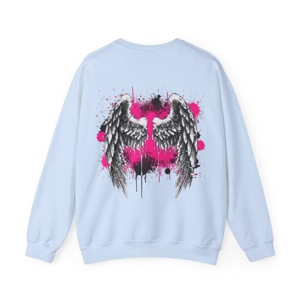 Angel Wings Crewneck Sweatshirt — Pink Graffiti Back Graphic