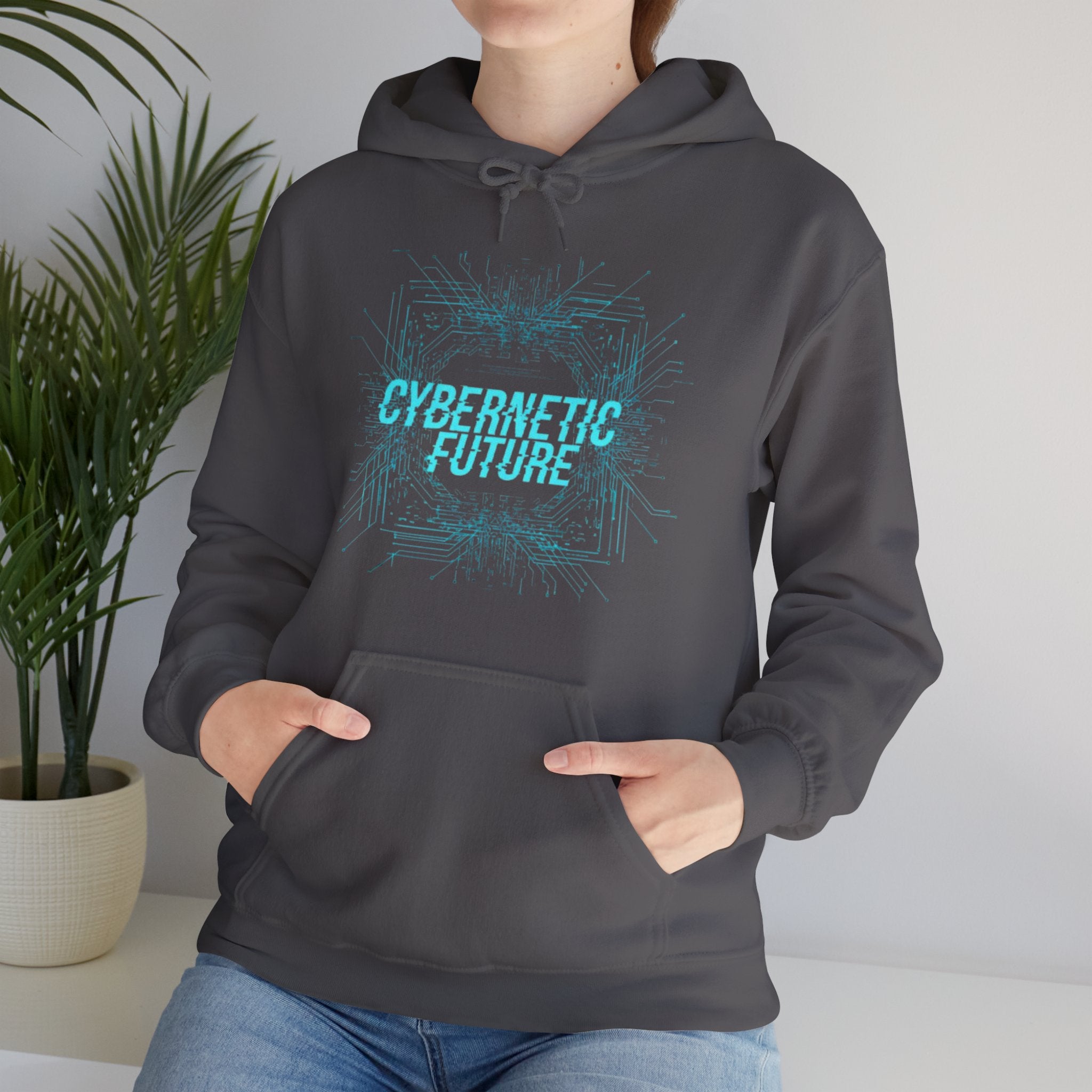 Cybernetic Future Hoodie — Futuristic Tech Graphic Pullover