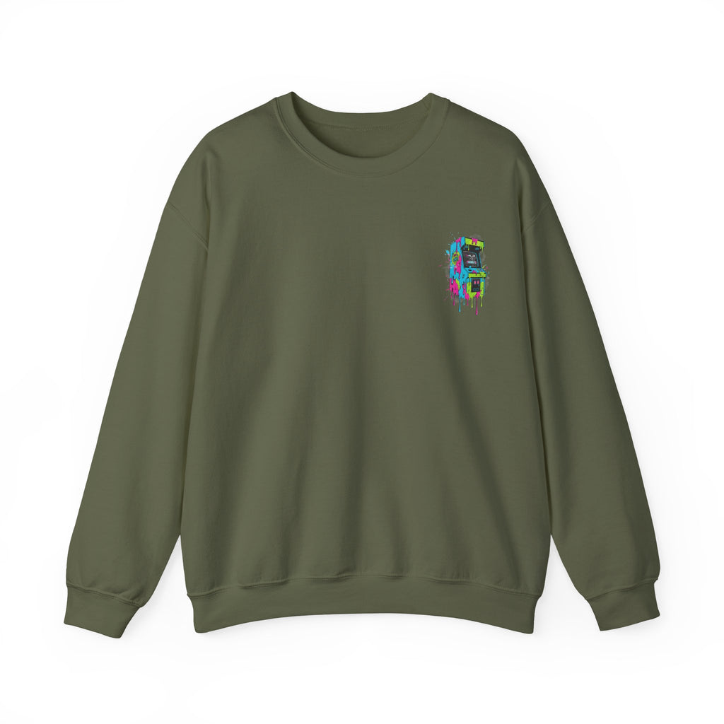 Crewneck Sweatshirt — Colorful Dripping Skull Graphic