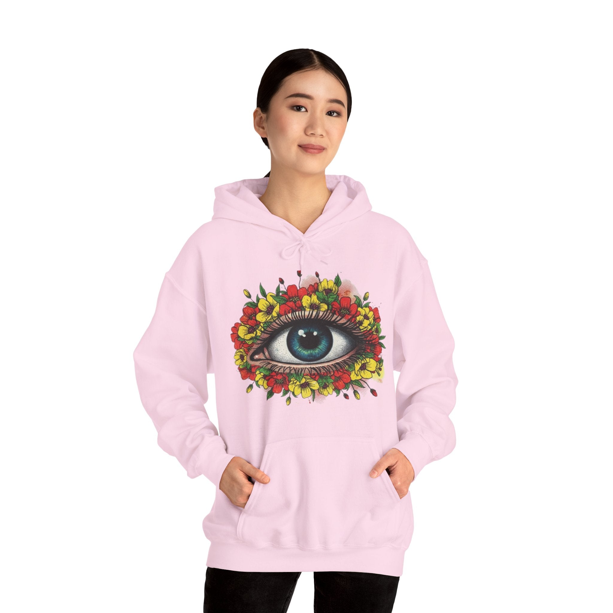 Floral Eye Hoodie — Surreal Botanical Graphic Sweatshirt