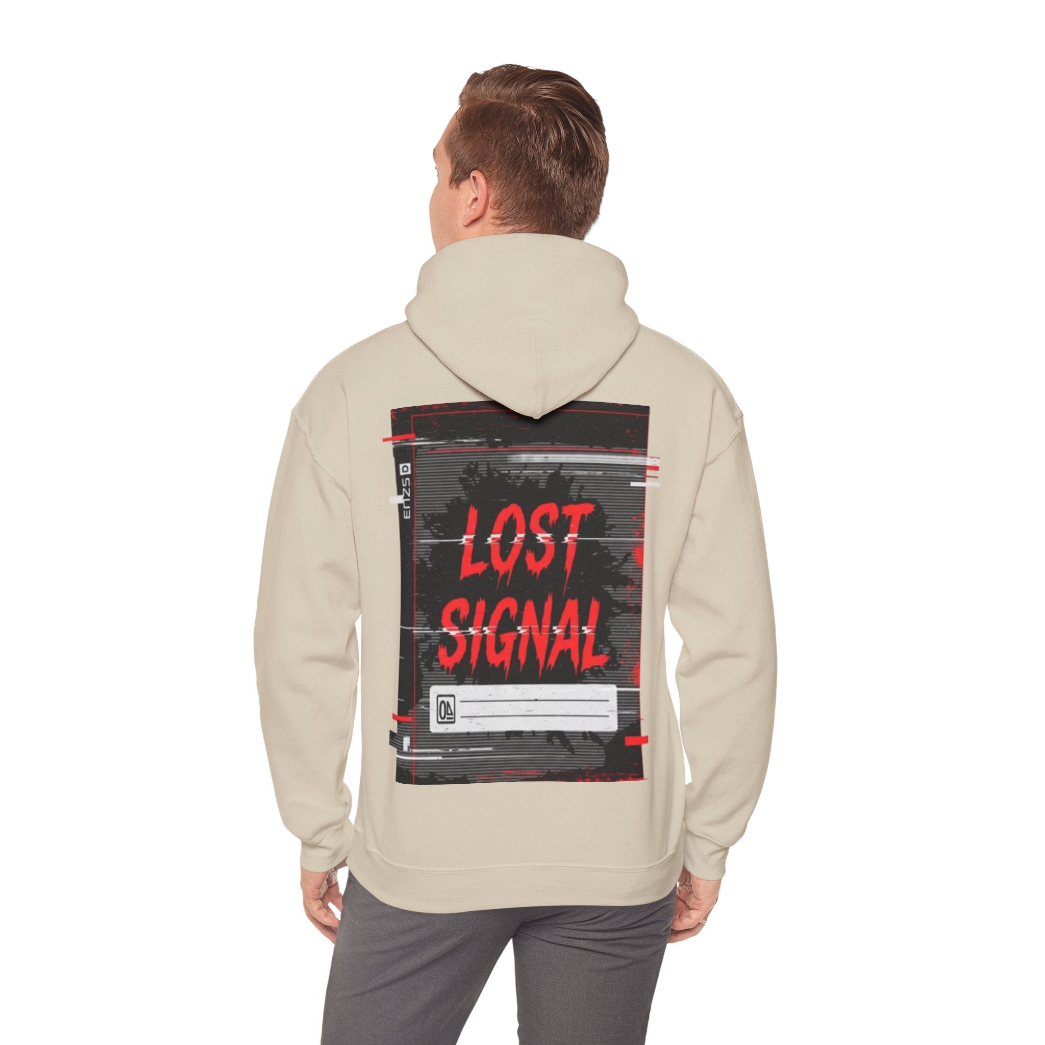 Lost Signal Hoodie - Retro Glitch Graphic Pullover