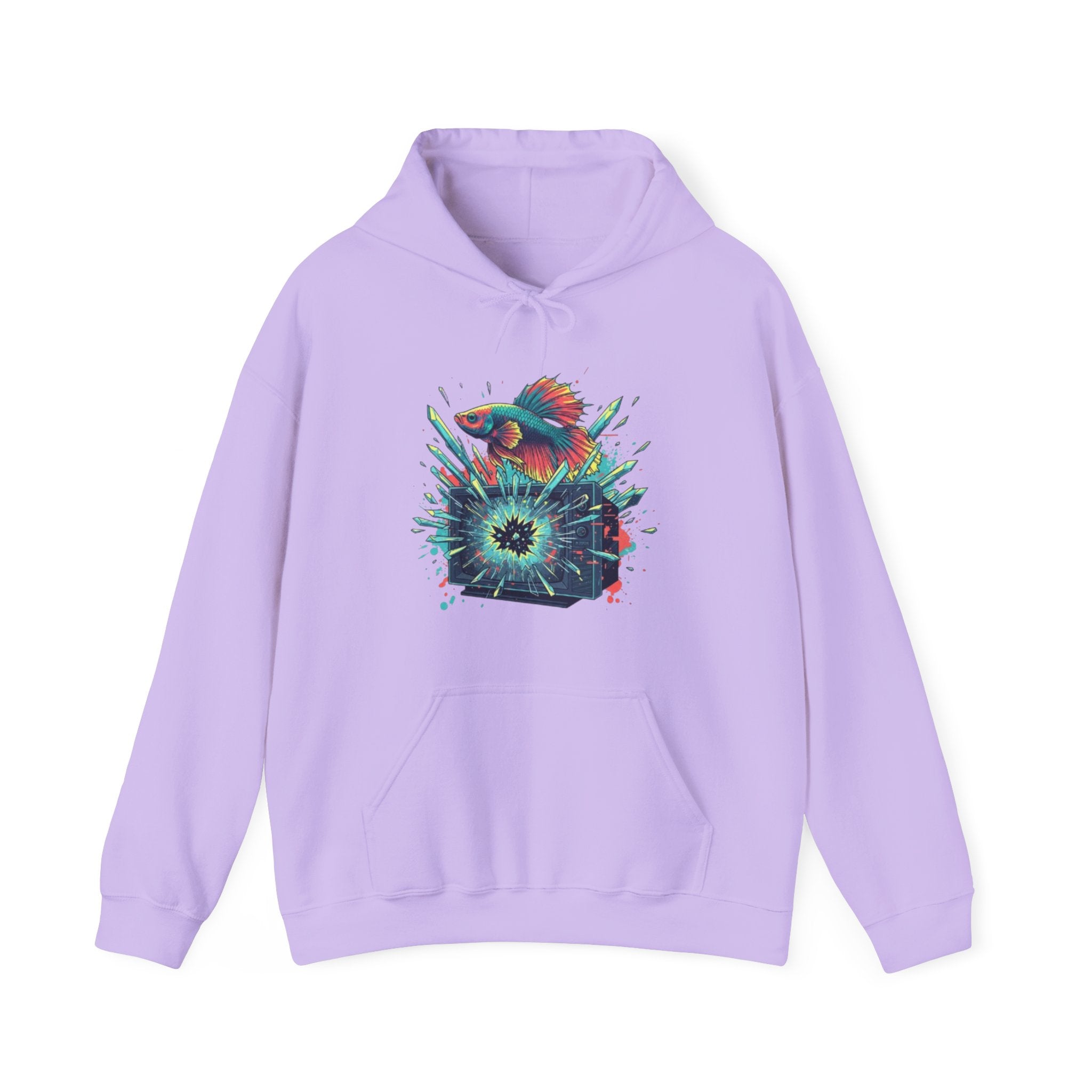Psychedelic Fish Hoodie — Neon Ocean Explosion Graphic Sweatshirt