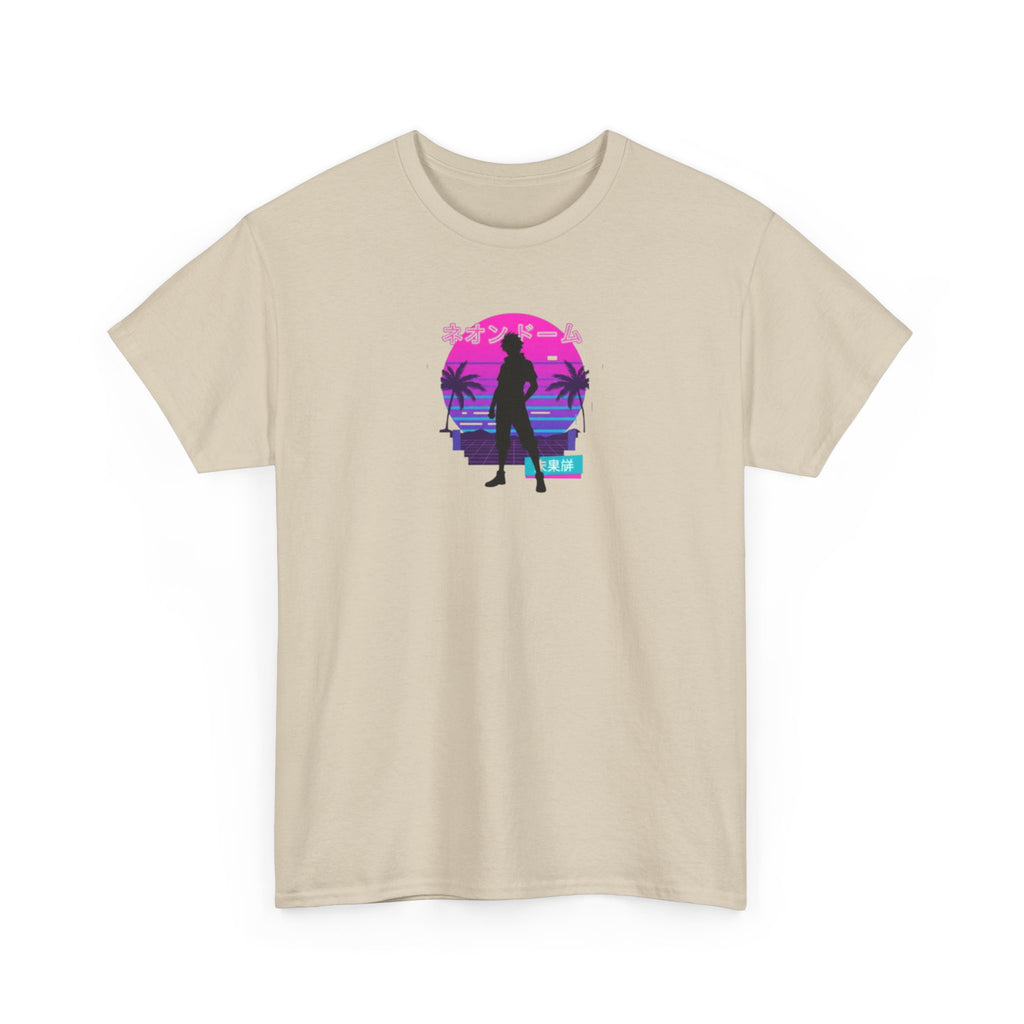 Retro Beach Sunset Tee — Miami Vaporwave Silhouette