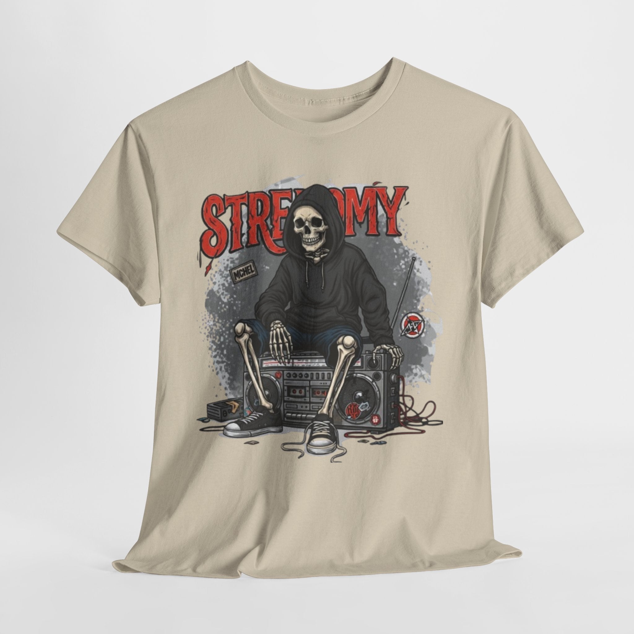 Skeleton DJ Tee — “STRF MY” Retro Grunge Music Skull T-Shirt