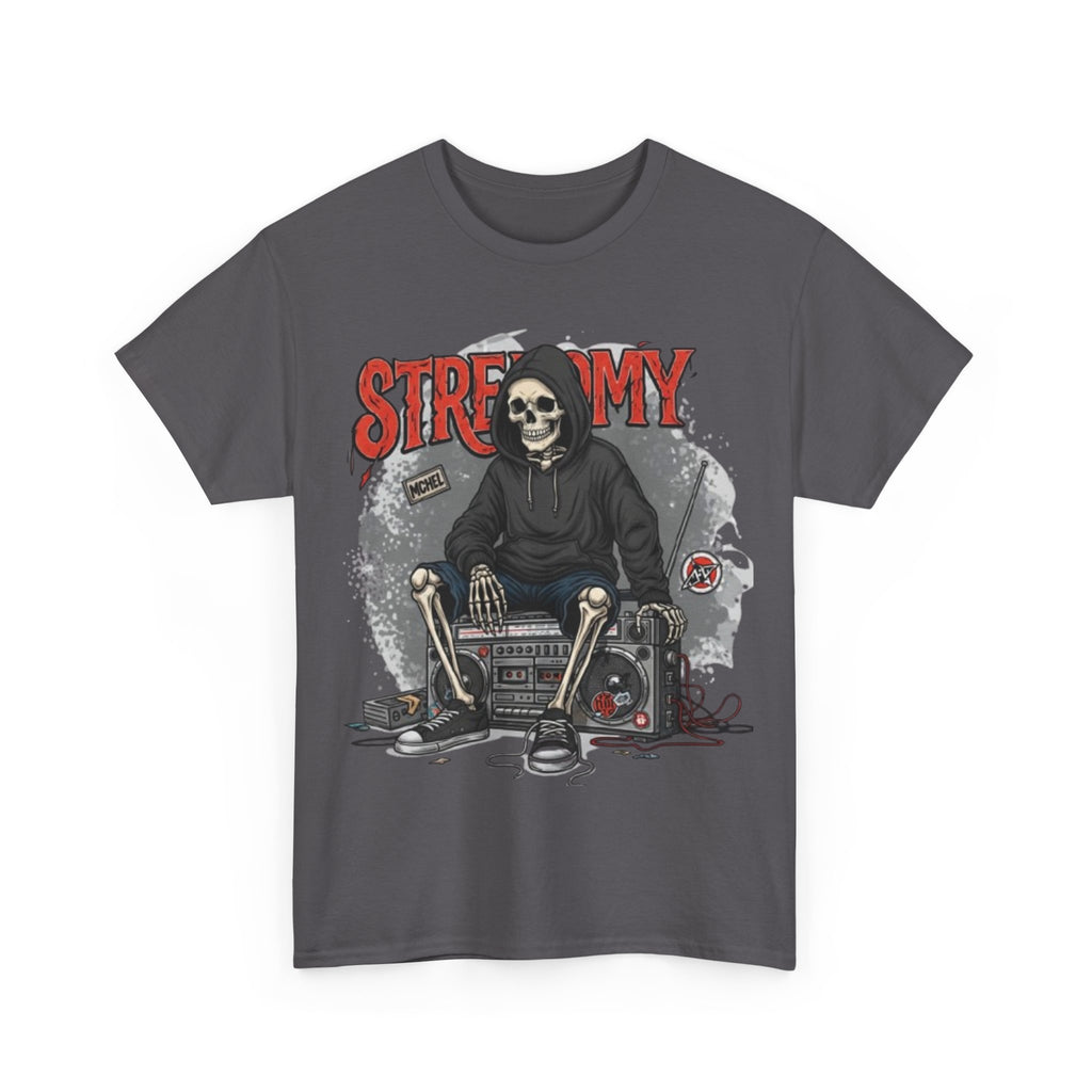 Skeleton DJ Tee — “STRF MY” Retro Grunge Music Skull T-Shirt