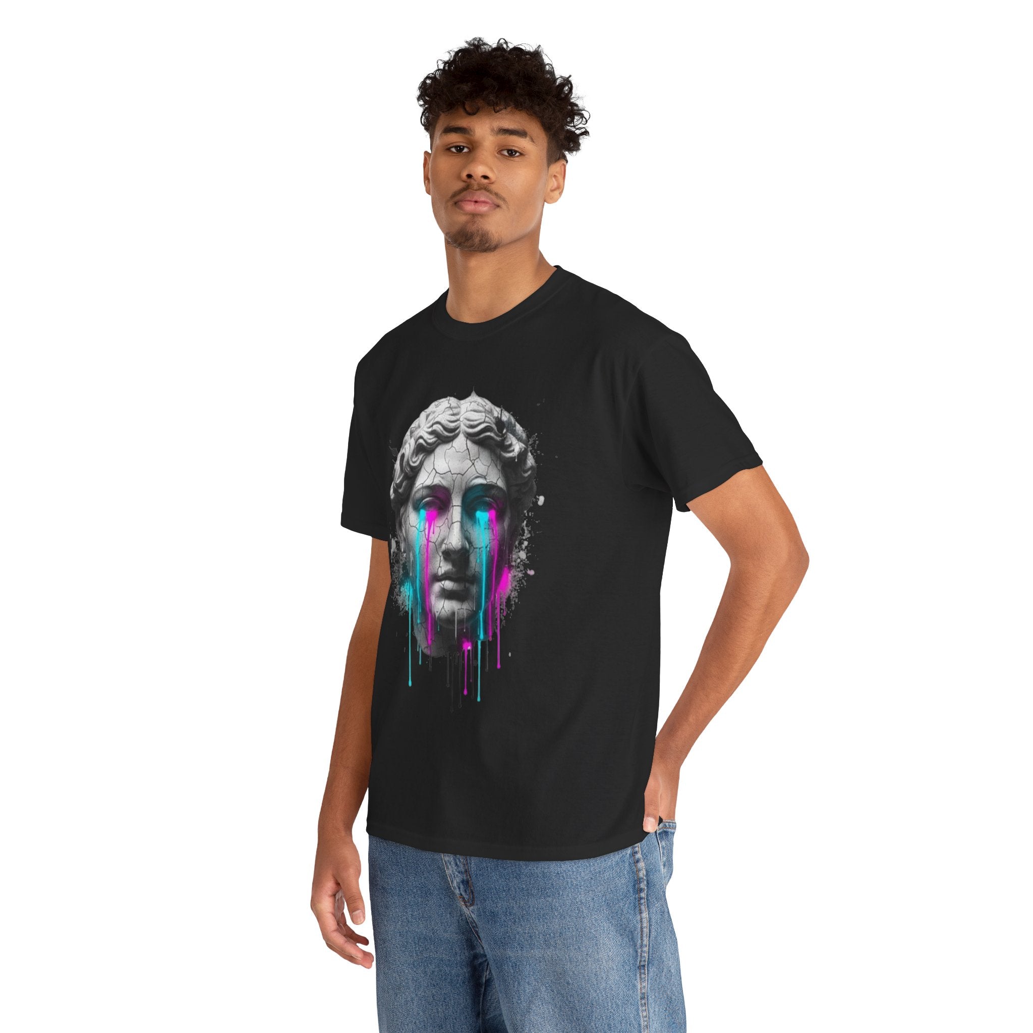 Statue Head Tee — Neon Drip Vaporwave Greek Bust T-Shirt