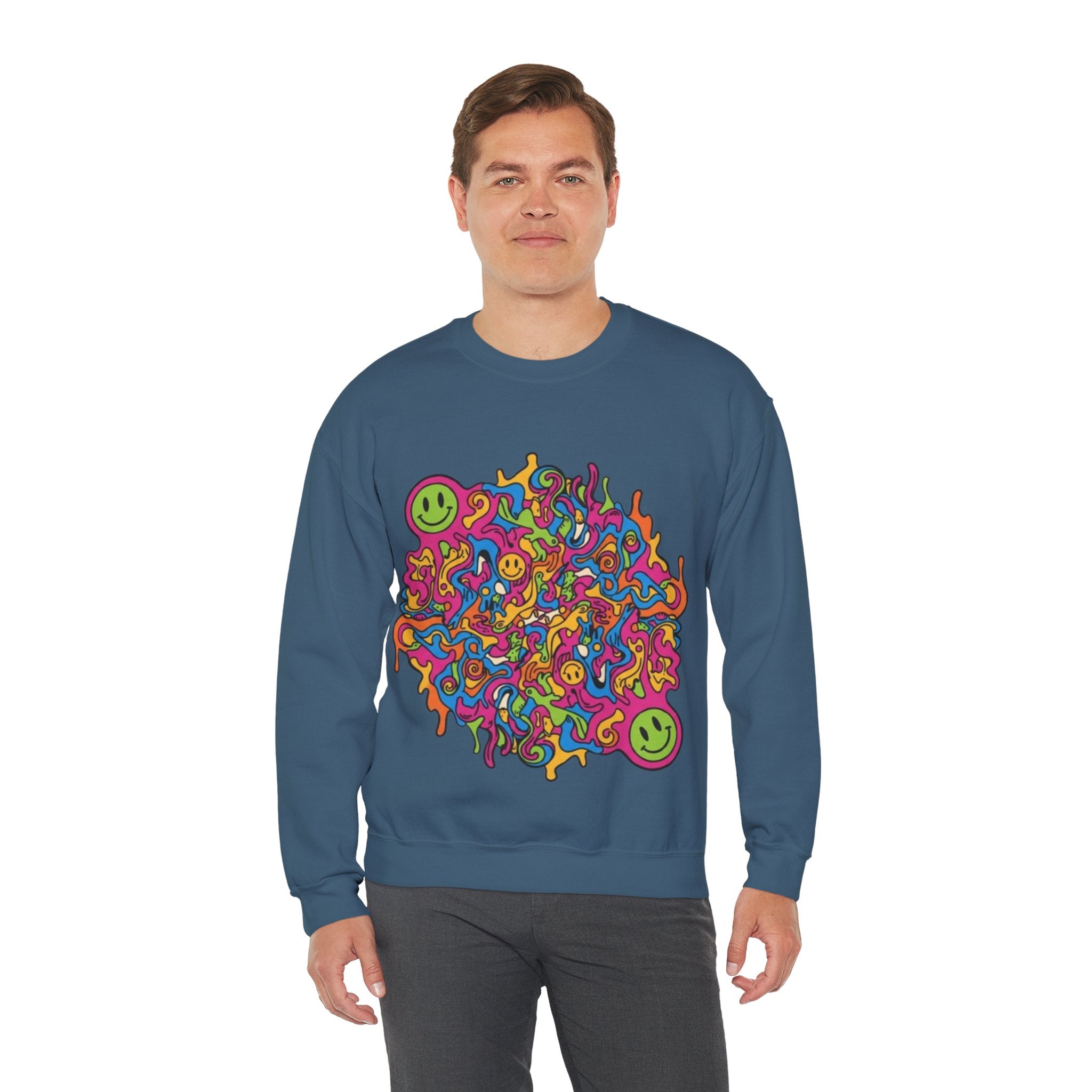 Psychedelic Smiley Swirl Crewneck Sweatshirt