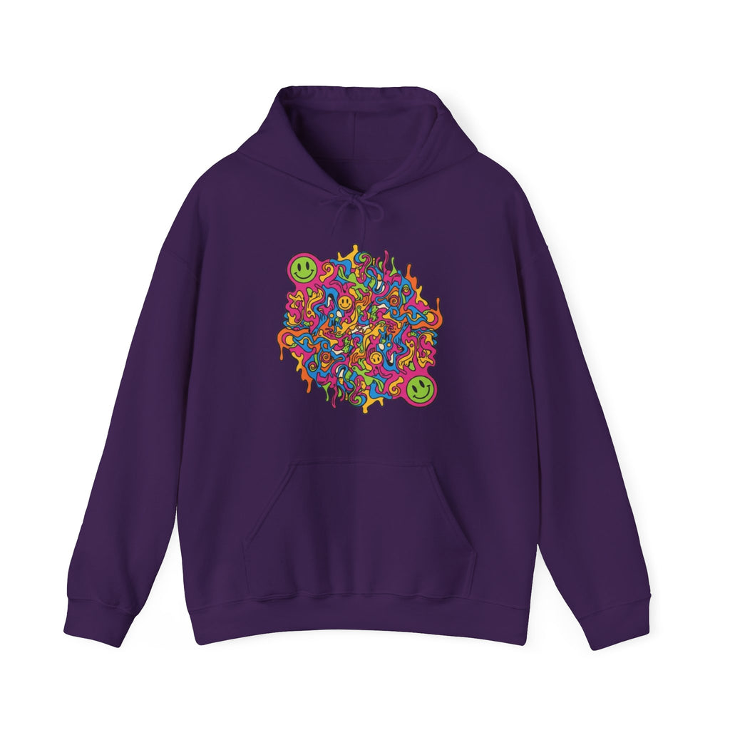 Psychedelic Smiley Hoodie — Colorful Drip Alien Art Pullover