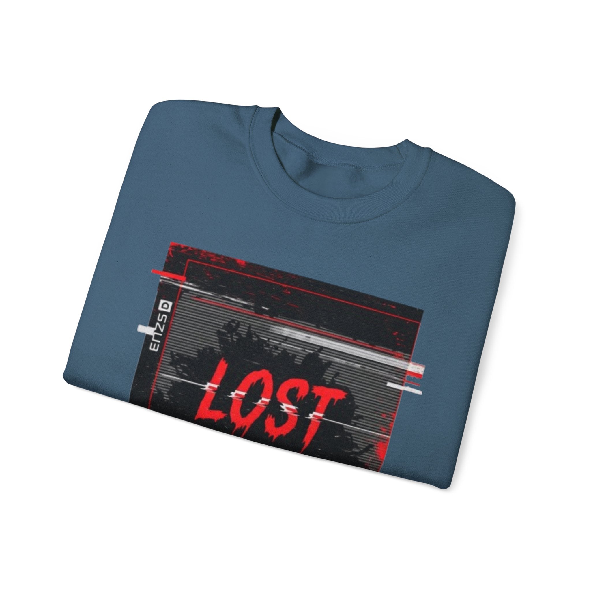 Lost Signal Crewneck Sweatshirt – Retro Glitch Graphic Pullover