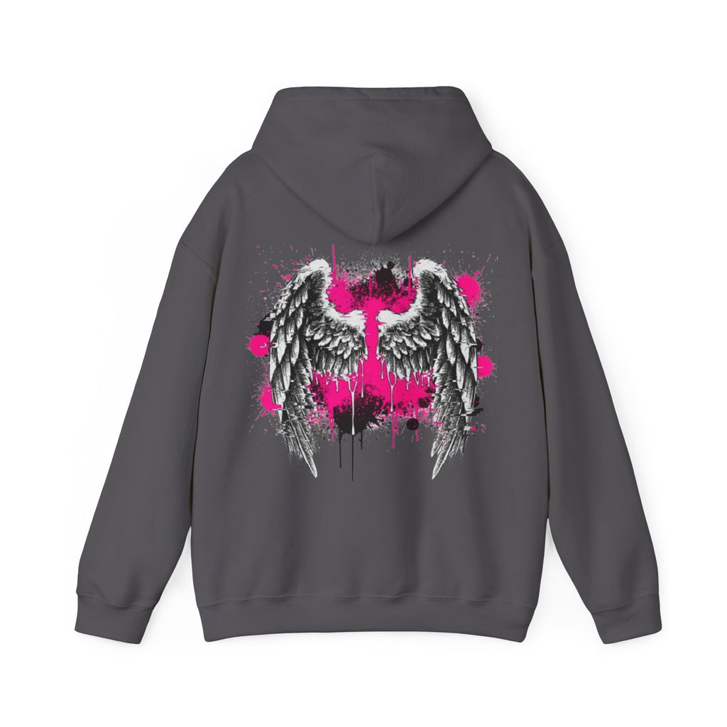 Angel Wings Hoodie — Grunge Pink Spray Paint Graphic Pullover