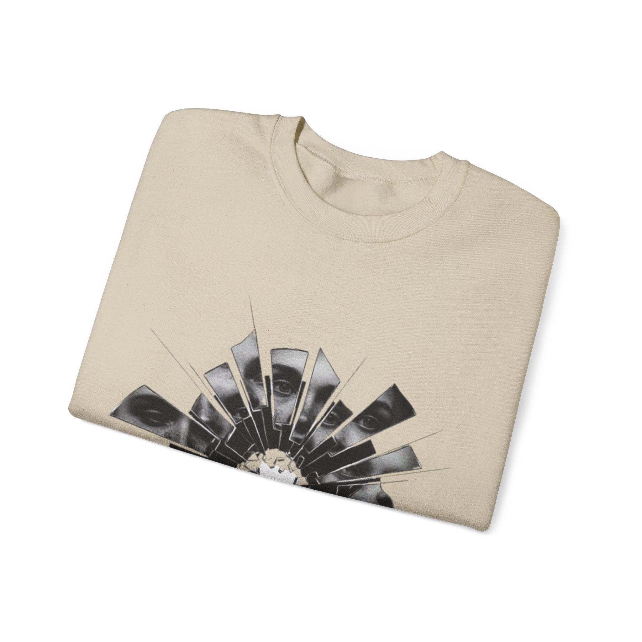 Broken Glass Flower Crewneck Sweatshirt — Monochrome Shattered Floral Graphic