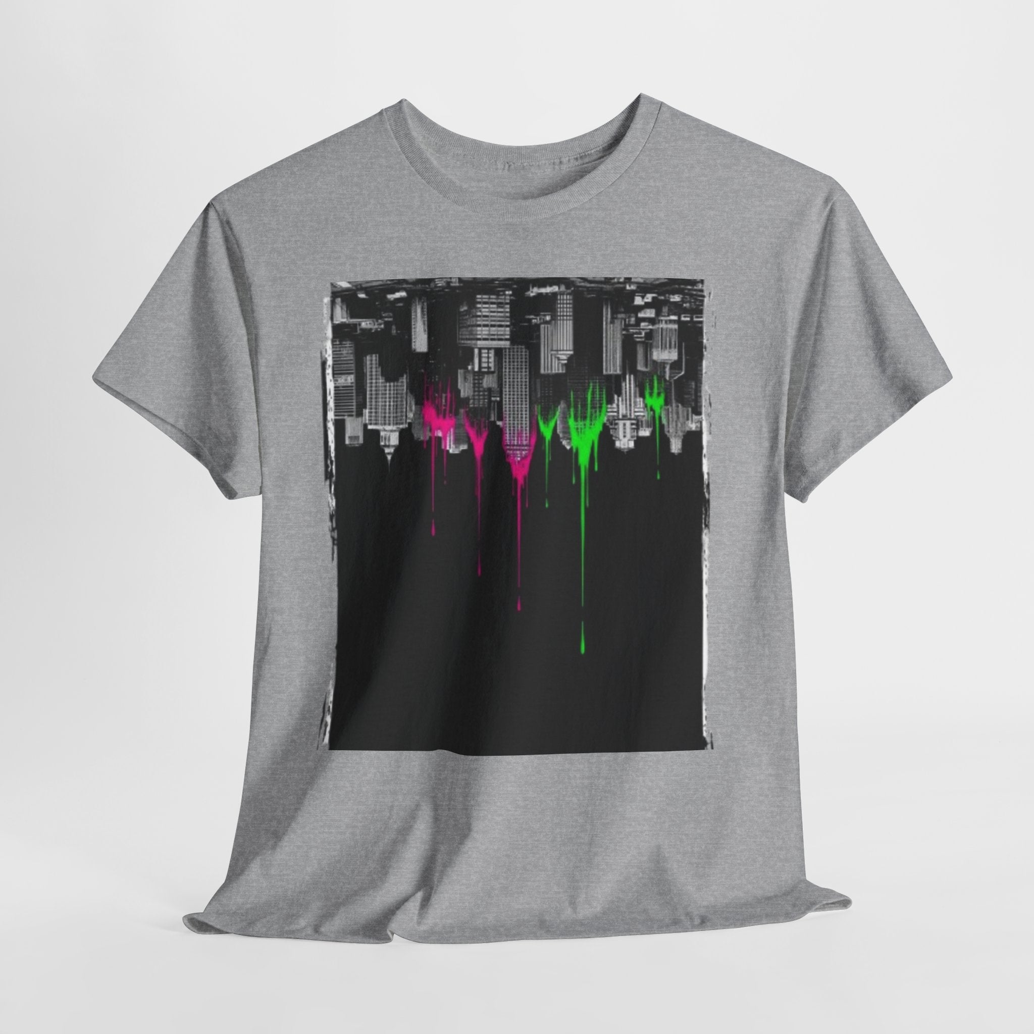 City Drip T-Shirt — Neon Skyline Paint Drip Graphic Tee
