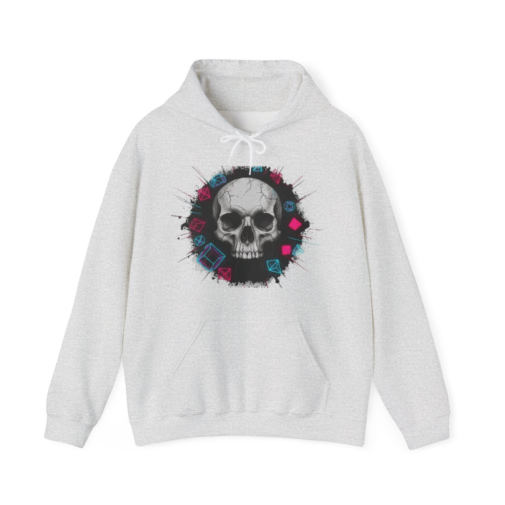 Skull Retro Vaporwave Hoodie — Neon 80s Skull Graphic Sweatshirt