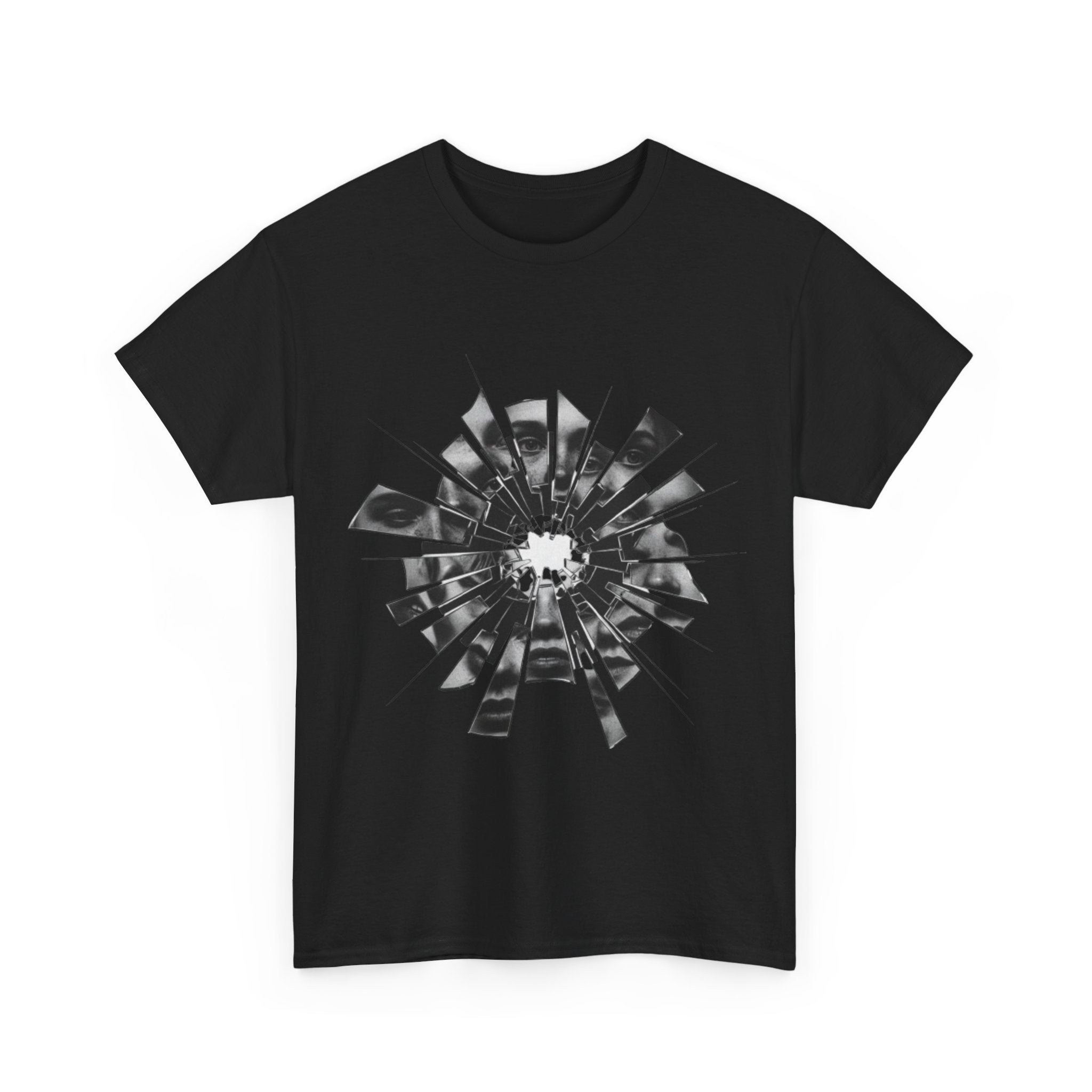 Broken Glass Bullet Hole T‑Shirt — Shattered Window Graphic Tee