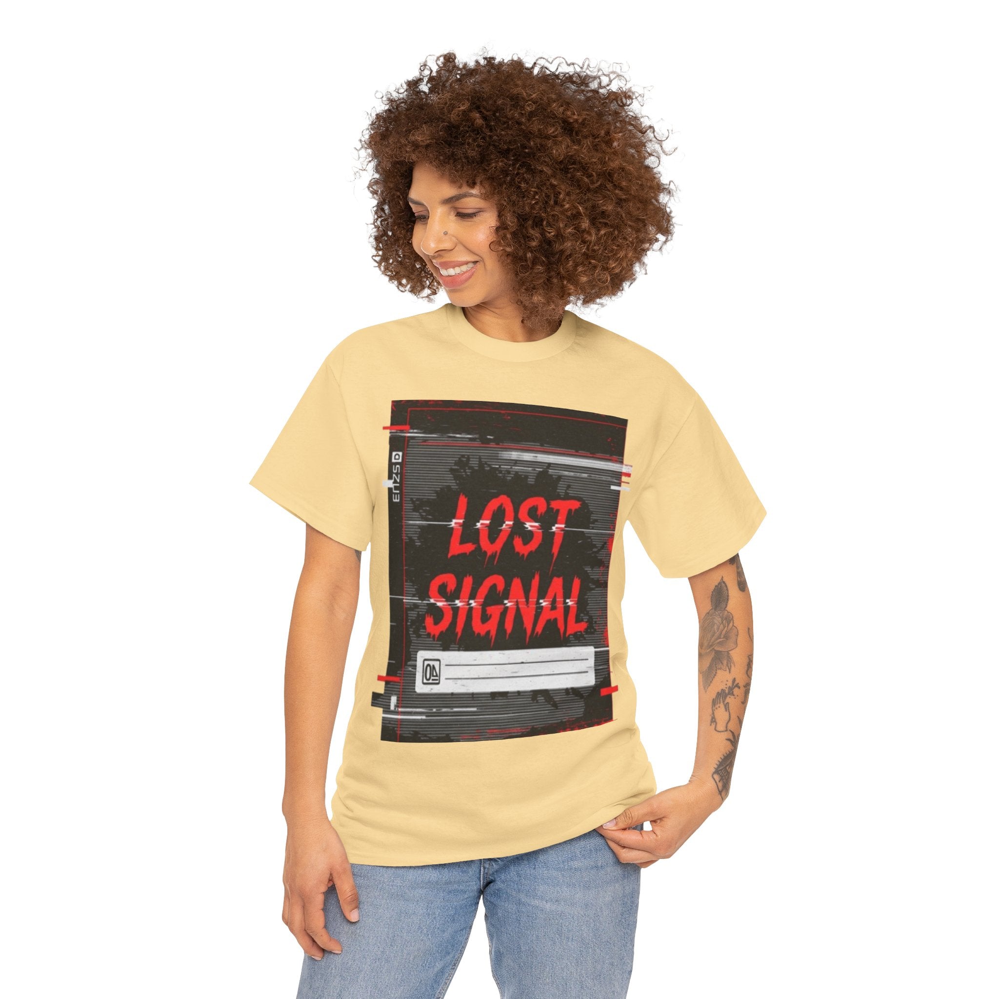 Lost Signal T-Shirt — Glitch Cyberpunk Graphic Tee