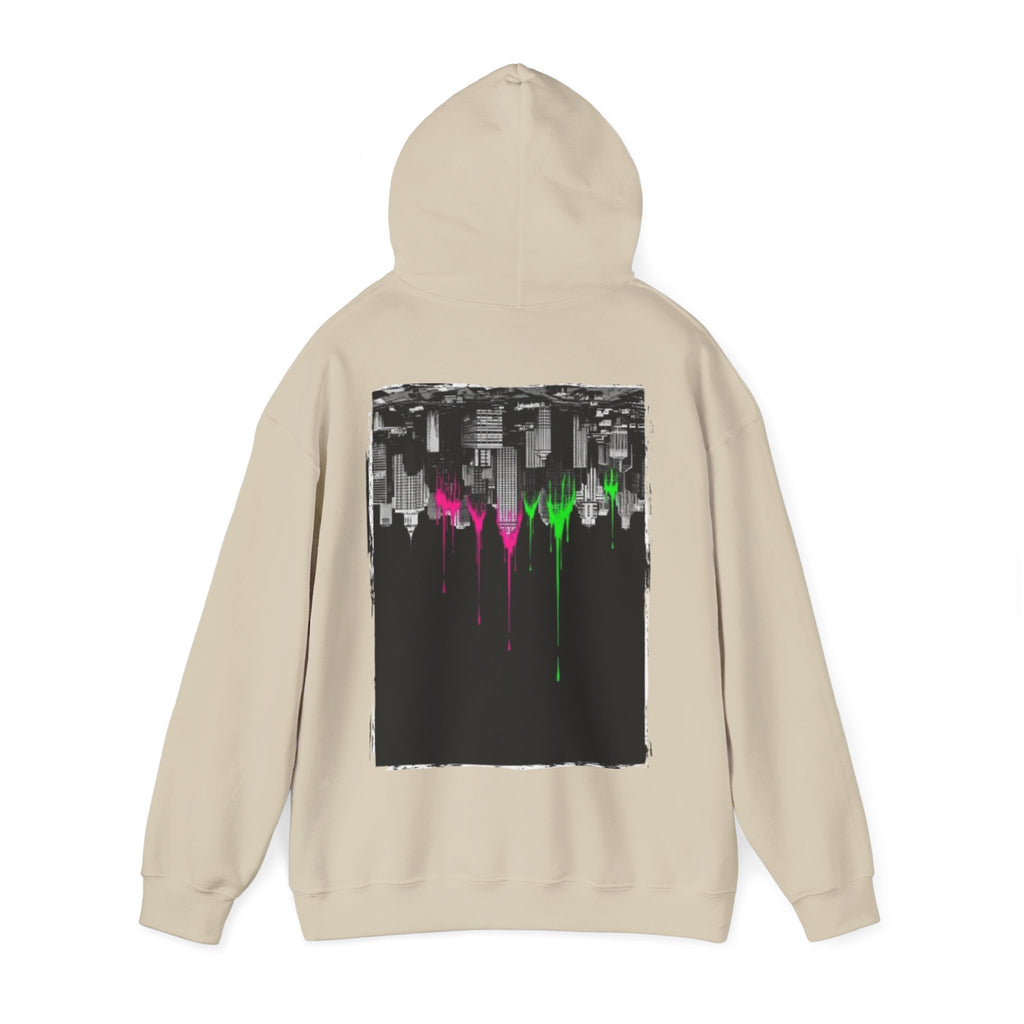 City Skyline Drip Hoodie — Neon Paint Urban Streetwear