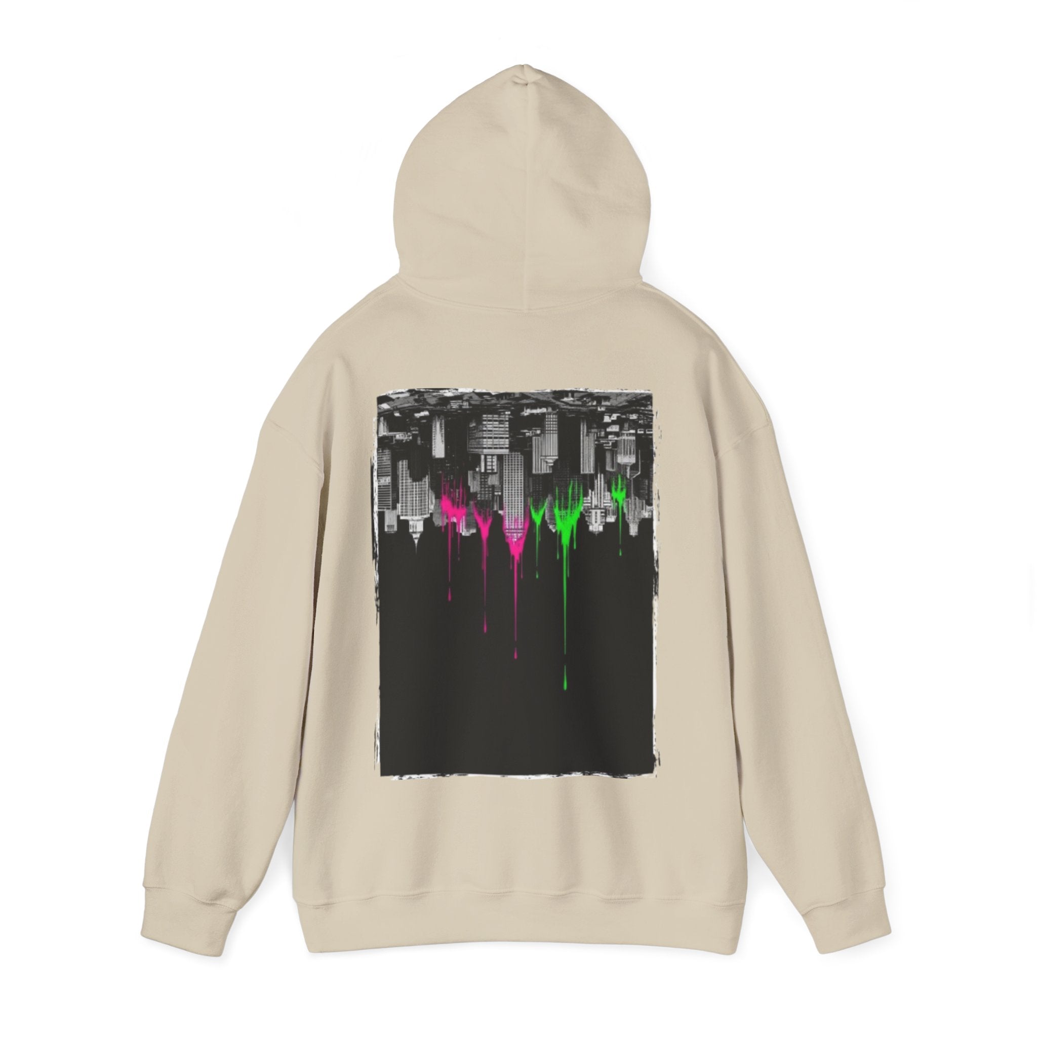 City Skyline Drip Hoodie — Neon Paint Urban Streetwear