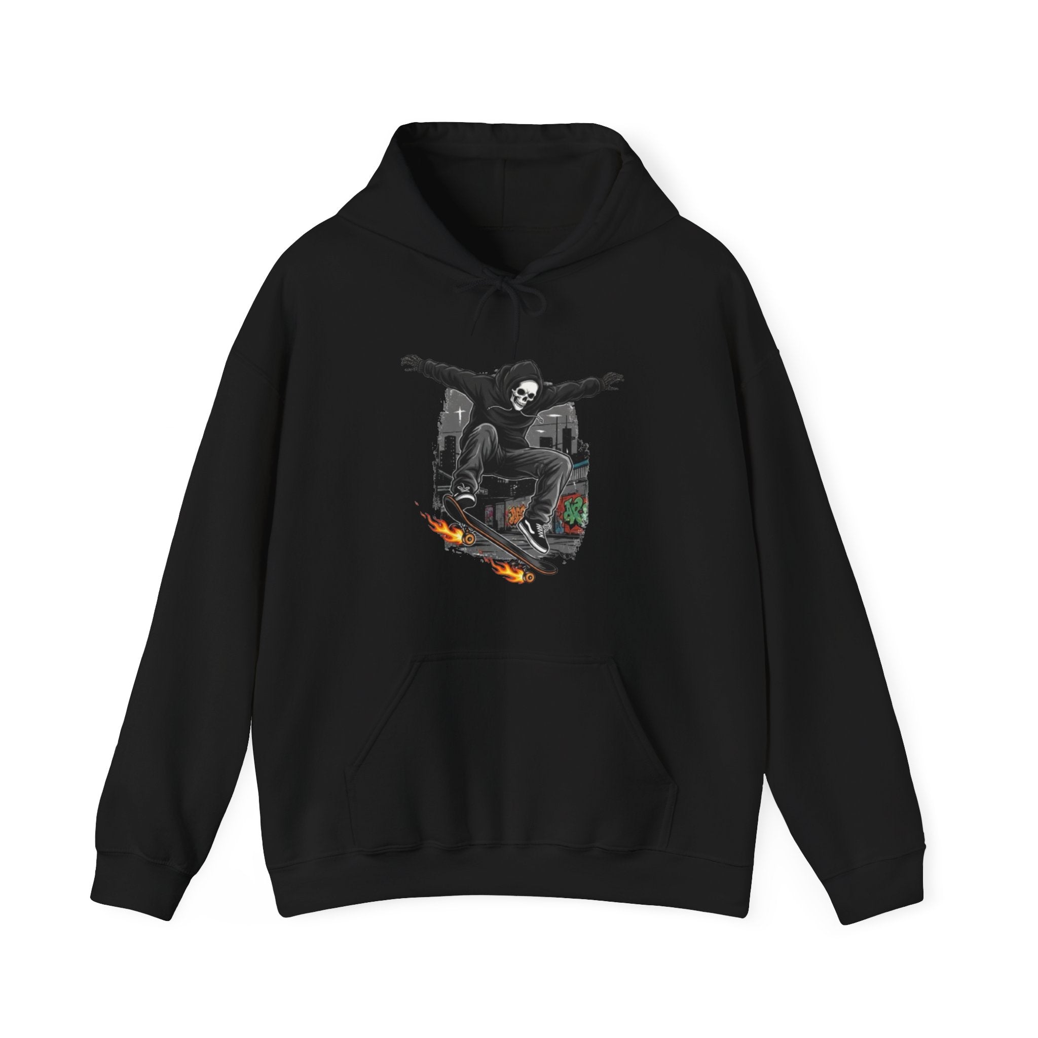 Skull Skateboarder Hoodie – Grim Reaper Skate Graphic Pullover