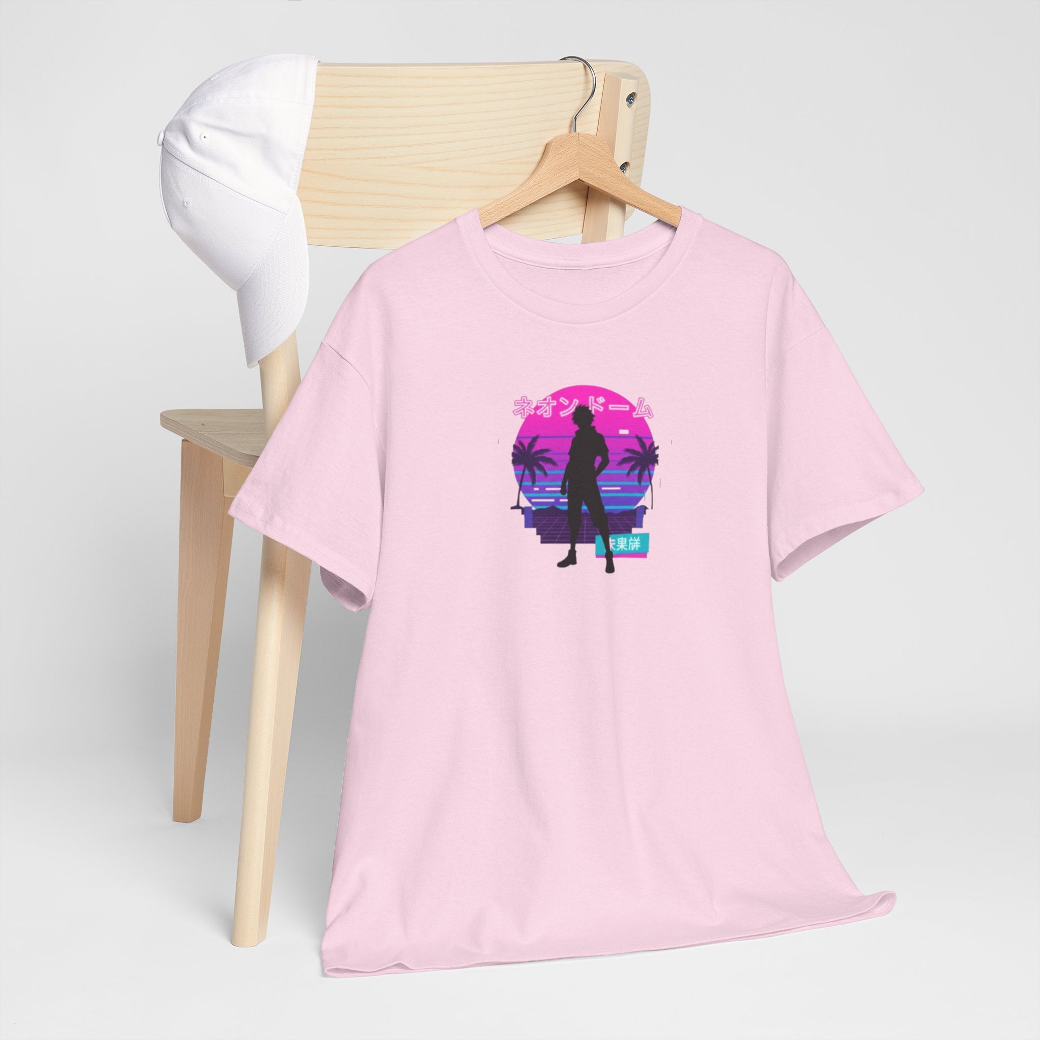 Retro Beach Sunset Tee — Miami Vaporwave Silhouette