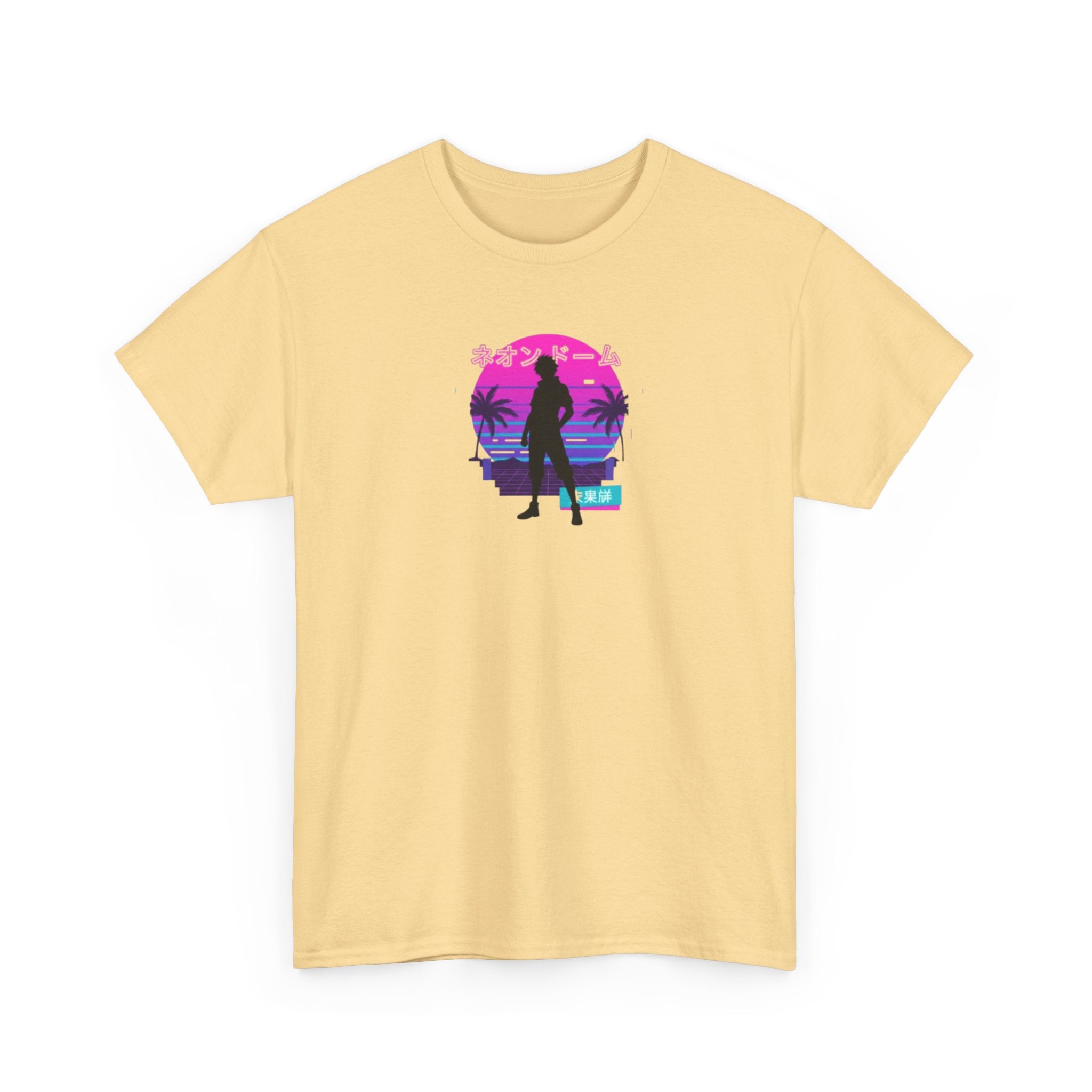 Retro Beach Sunset Tee — Miami Vaporwave Silhouette