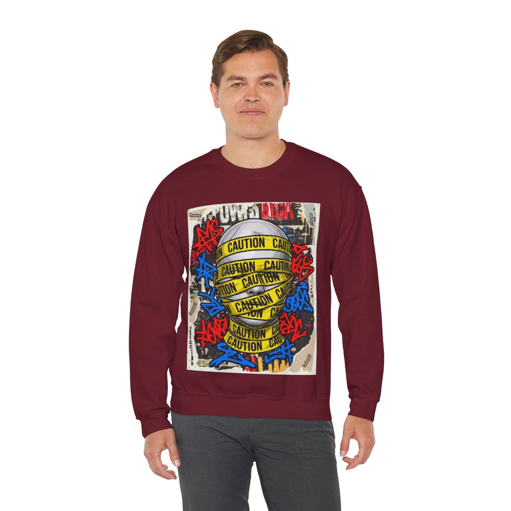 Caution Tape Graffiti Crewneck Sweatshirt