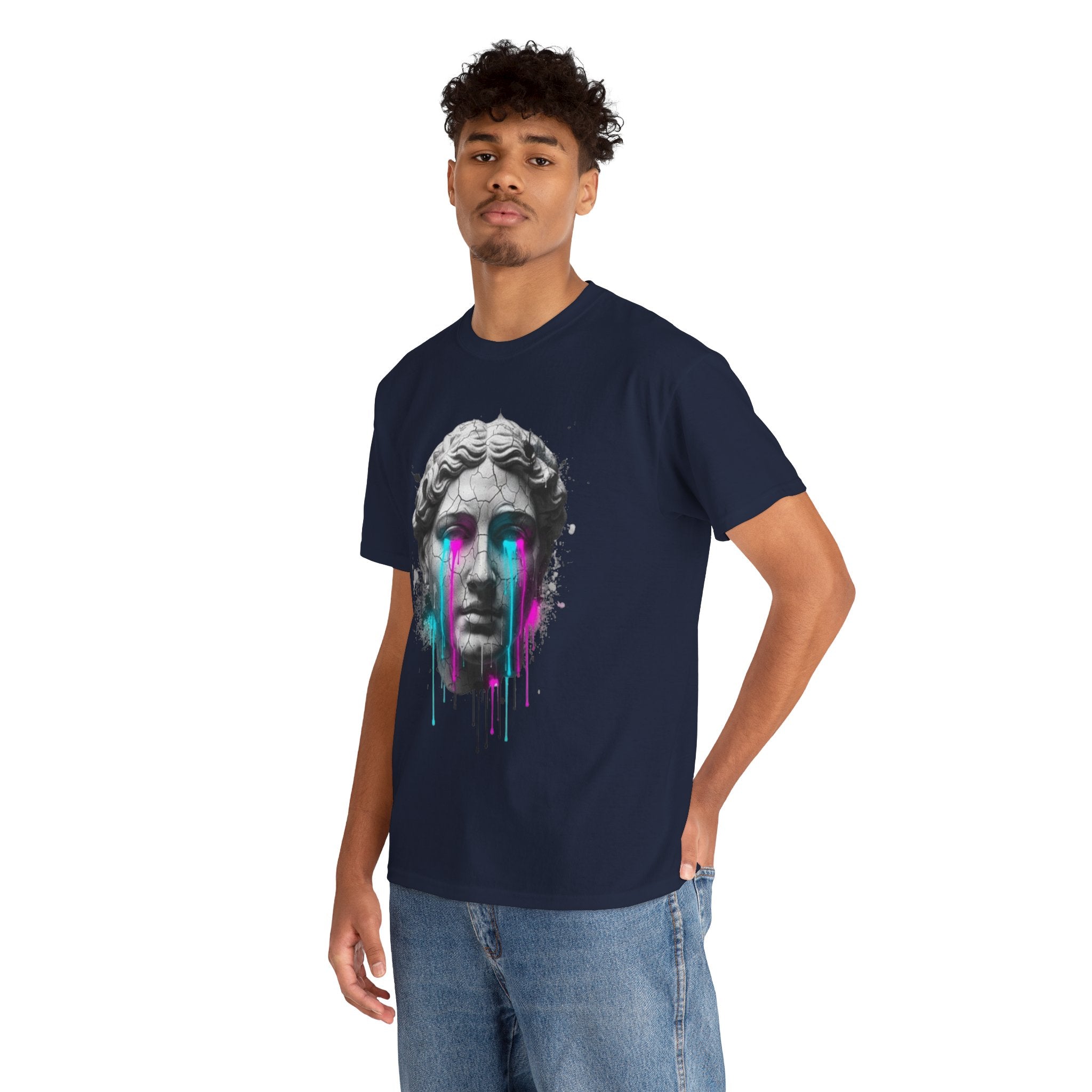 Statue Head Tee — Neon Drip Vaporwave Greek Bust T-Shirt