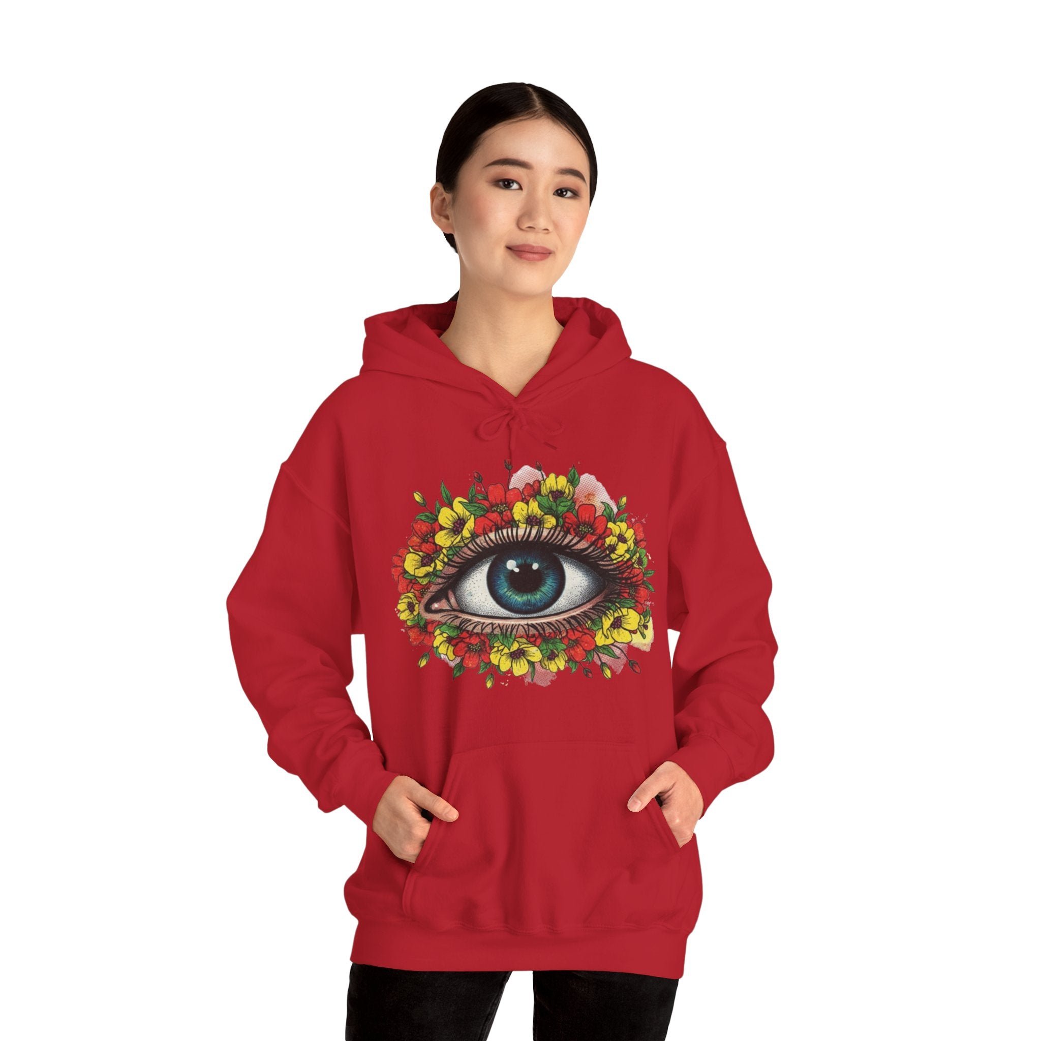Floral Eye Hoodie — Surreal Botanical Graphic Sweatshirt