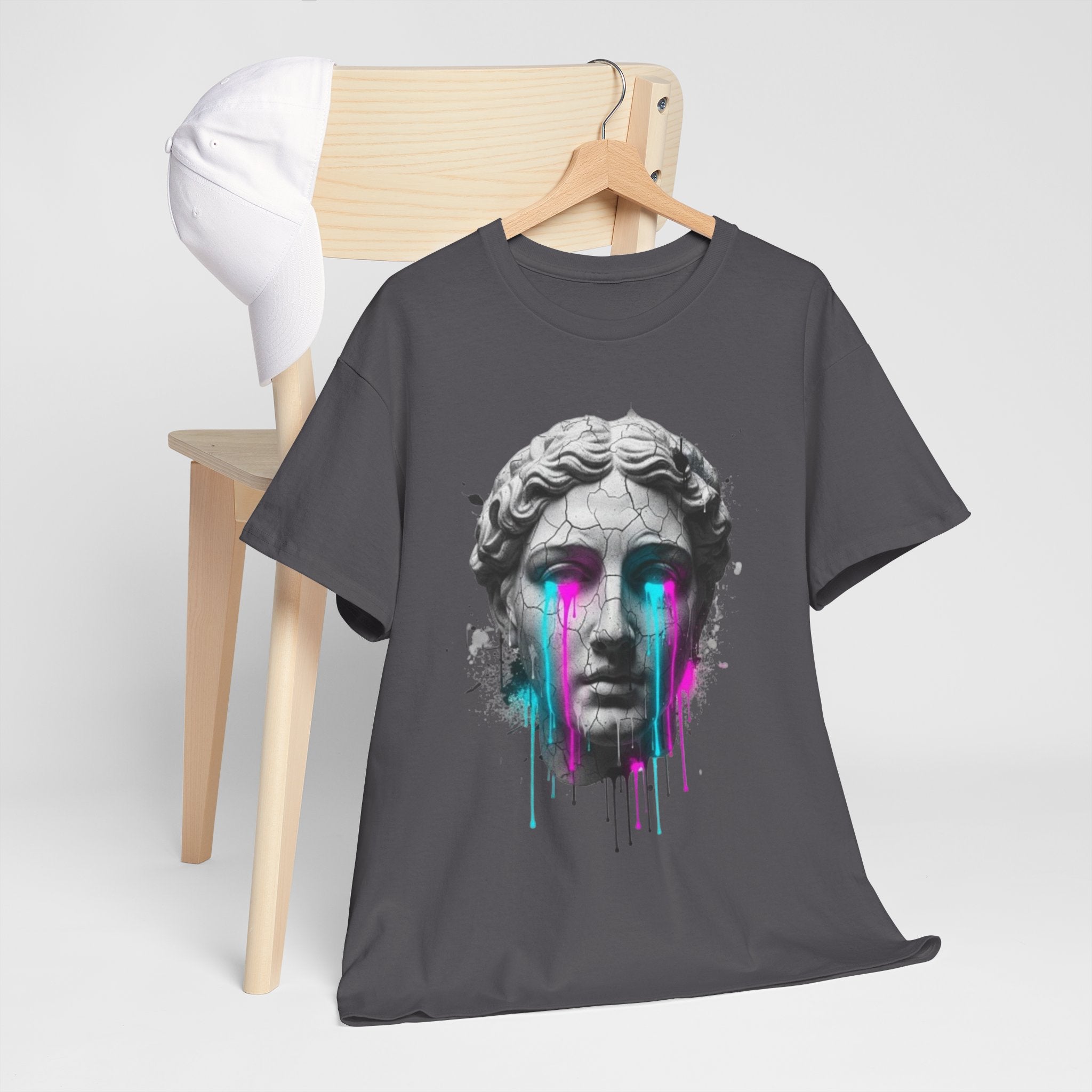 Statue Head Tee — Neon Drip Vaporwave Greek Bust T-Shirt