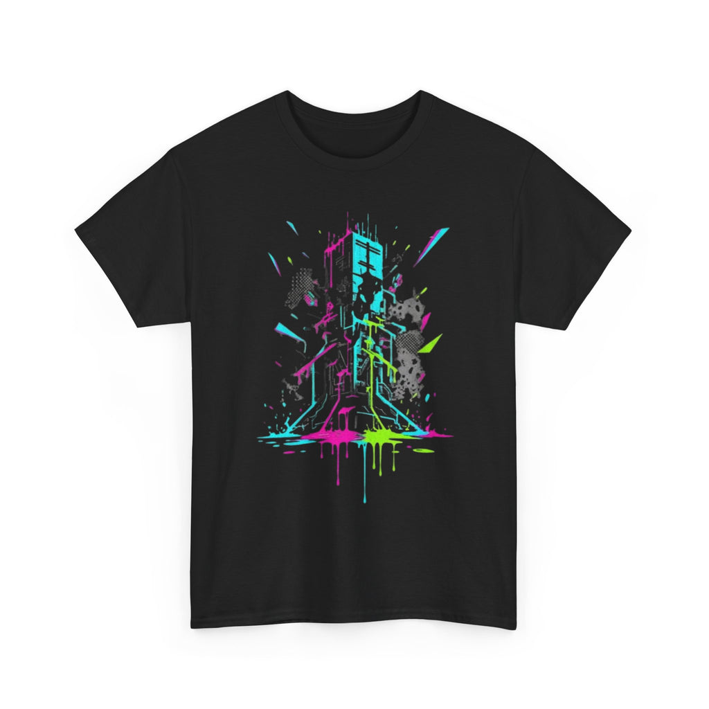 Neon Arcade Tower T-Shirt — Retro Gaming Graffiti Tee