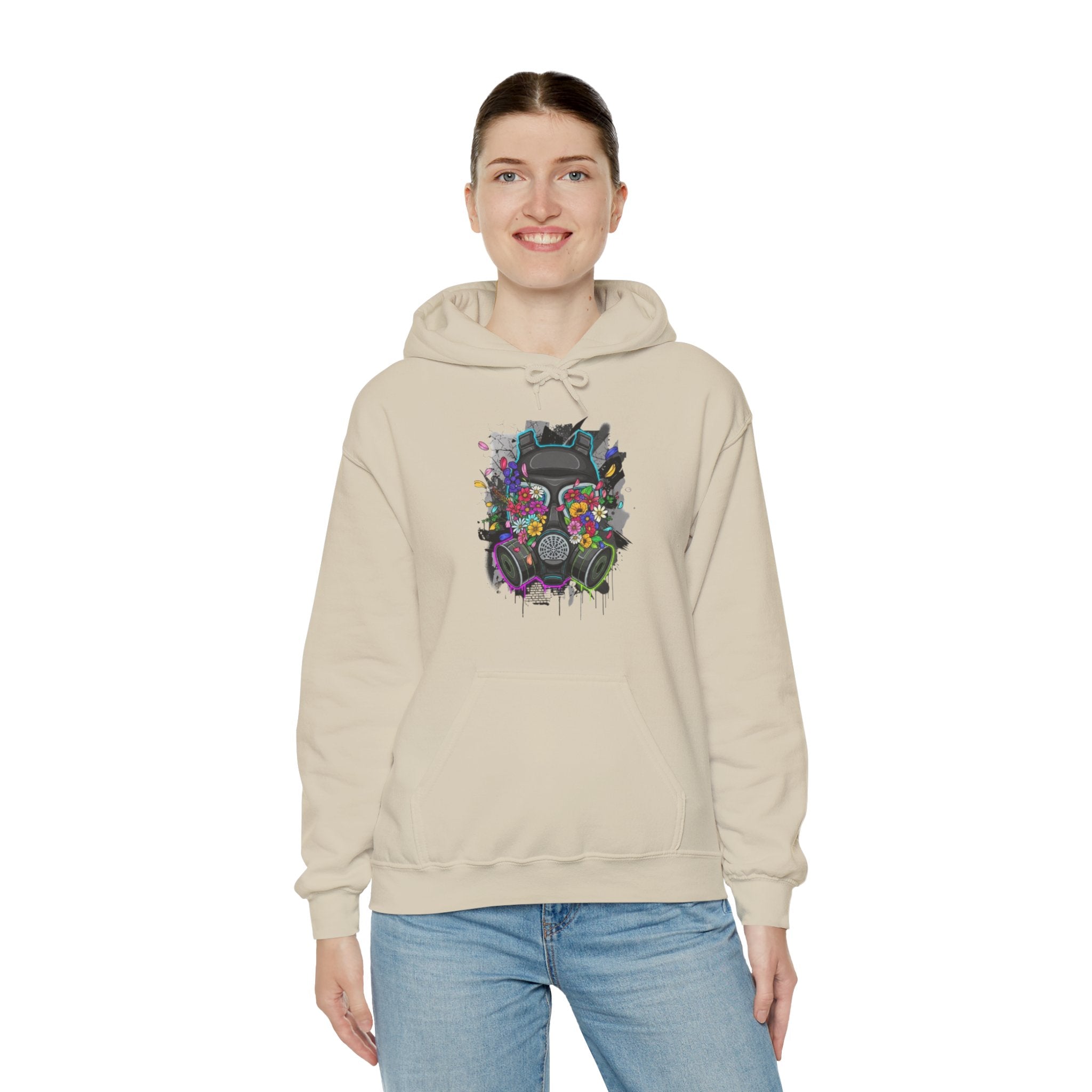 Gas Mask Floral Hoodie — Psychedelic Floral Gas Mask Graphic Sweatshirt