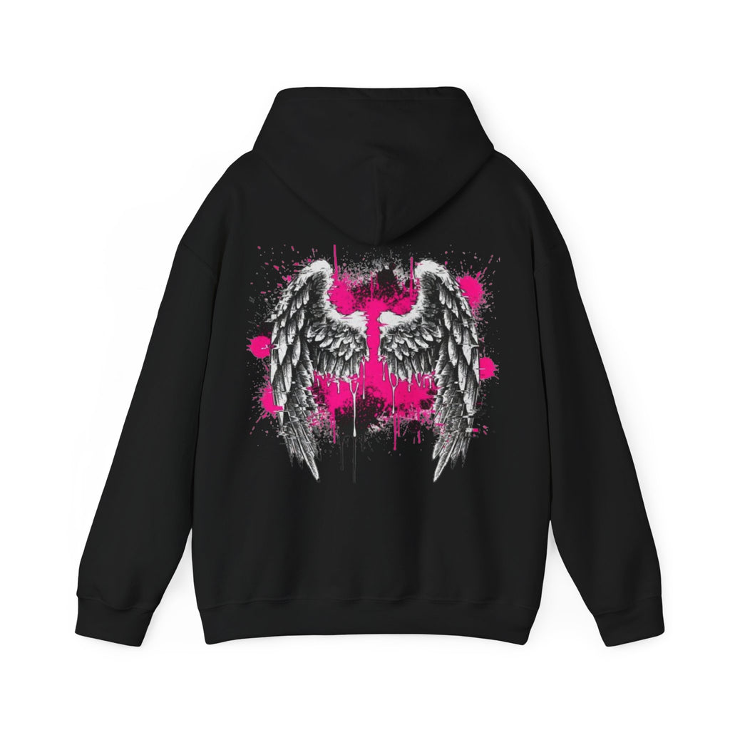 Angel Wings Hoodie — Grunge Pink Spray Paint Graphic Pullover