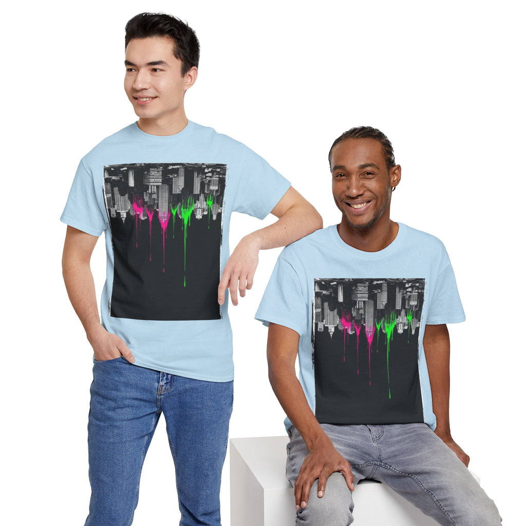 City Drip T-Shirt — Neon Skyline Paint Drip Graphic Tee