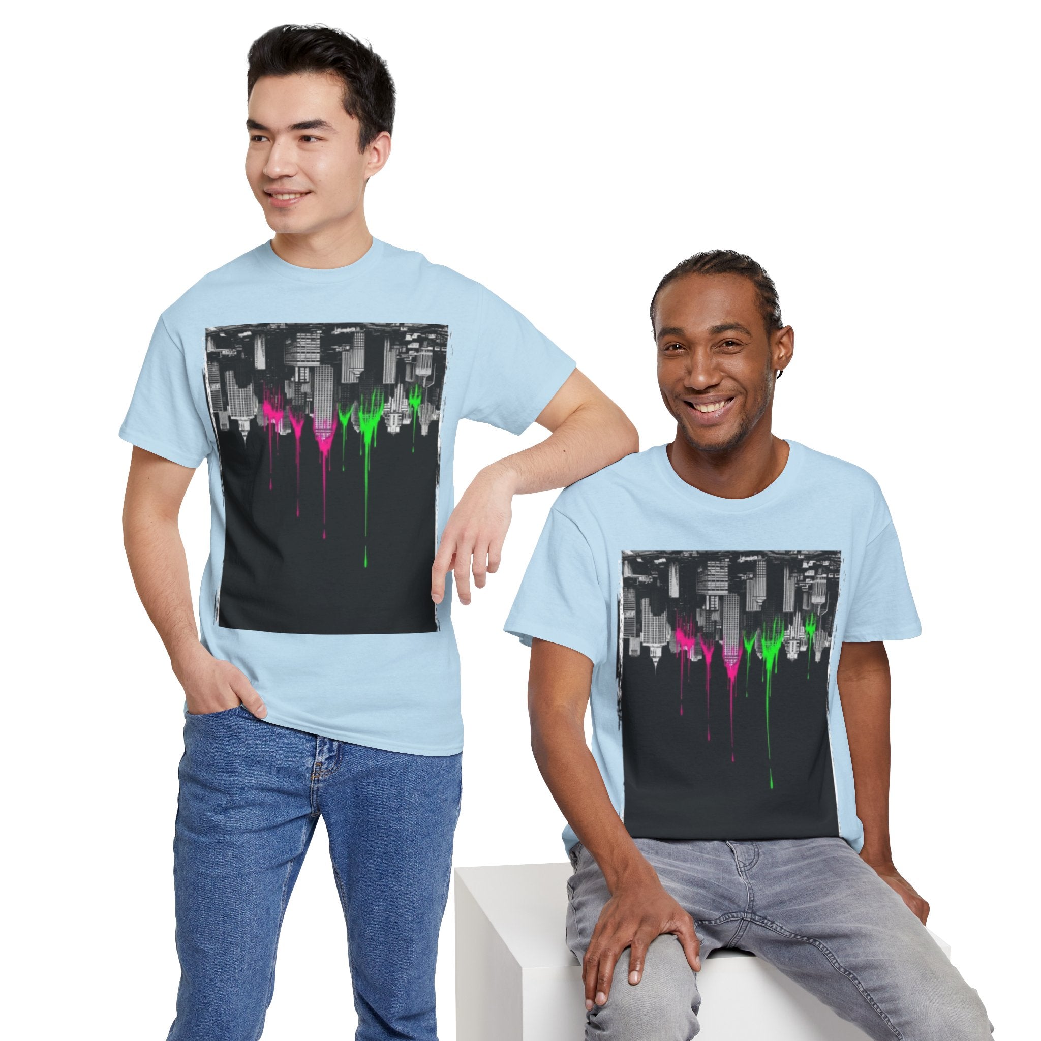 City Drip T-Shirt — Neon Skyline Paint Drip Graphic Tee