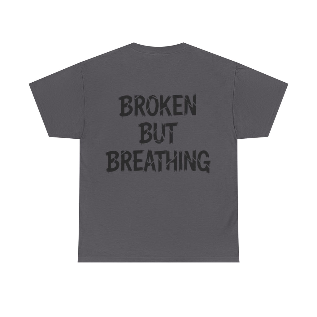 T-Shirt — "BROKEN BUT BREATHING" Graphic Tee (OBOROX – UK Minimal Front)