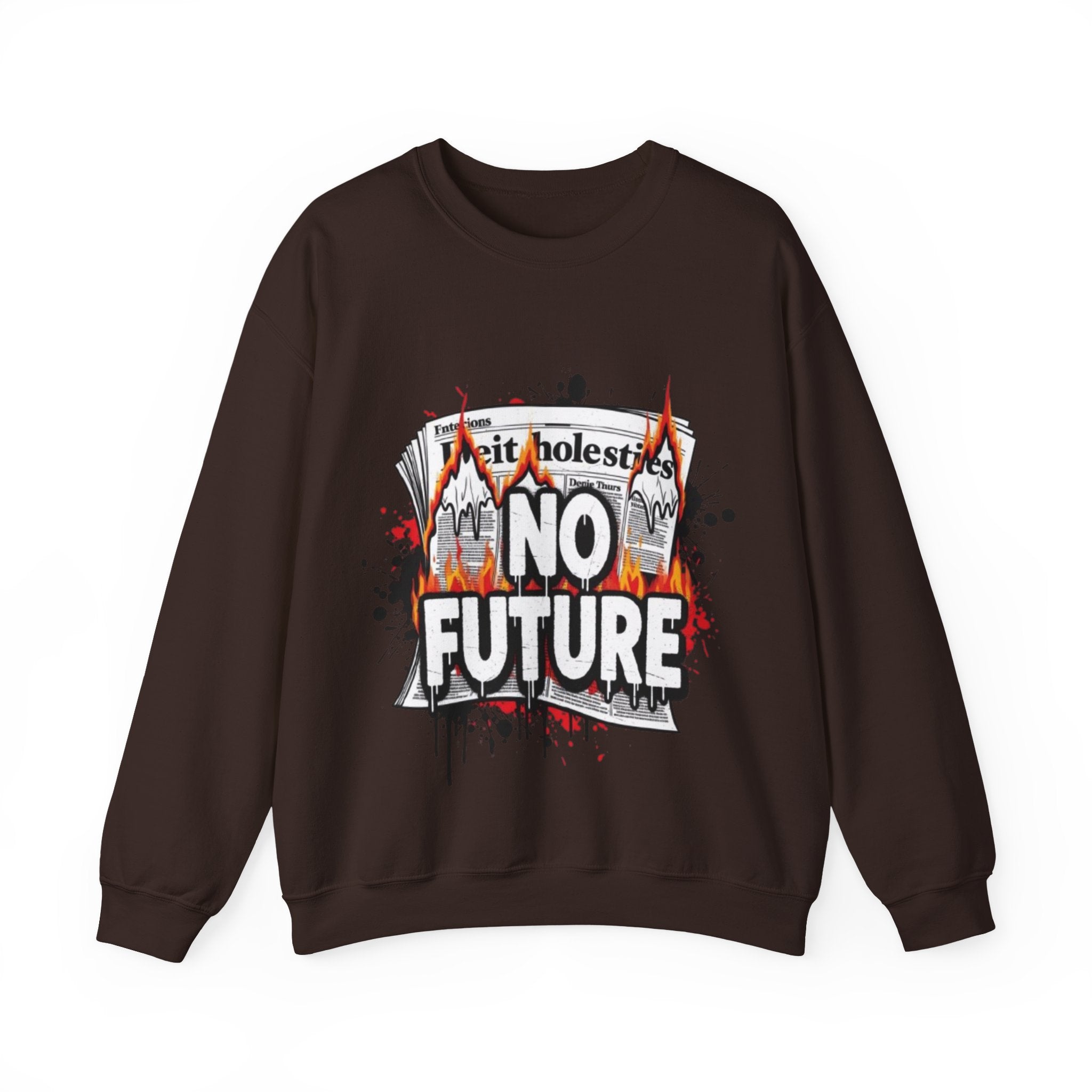 No Future Graphic Sweatshirt — Grunge Flame Streetwear Crewneck