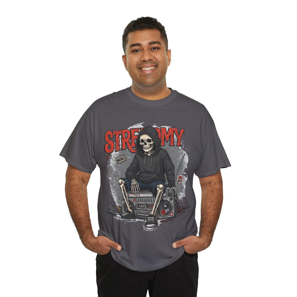 Skeleton DJ Tee — “STRF MY” Retro Grunge Music Skull T-Shirt