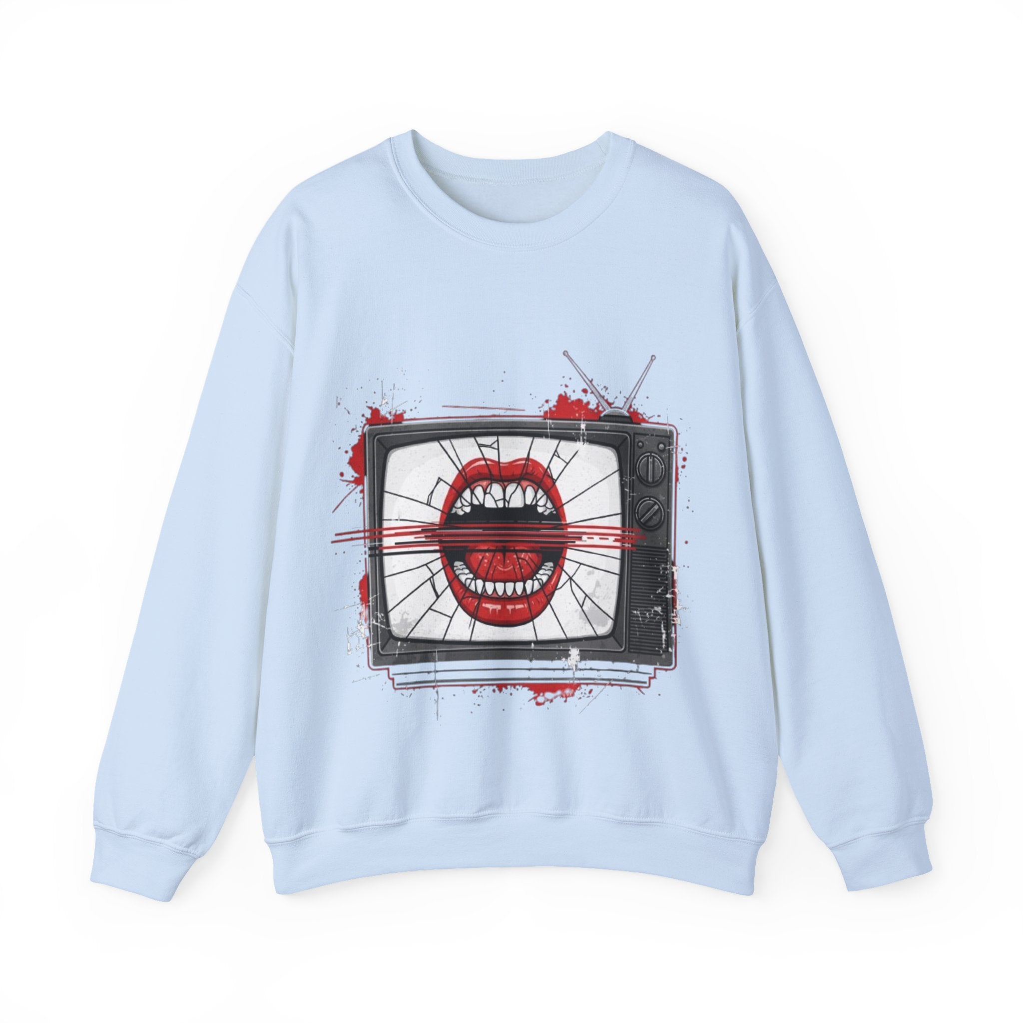 Graphic Sweatshirt — Retro TV with Screaming Mouth Design