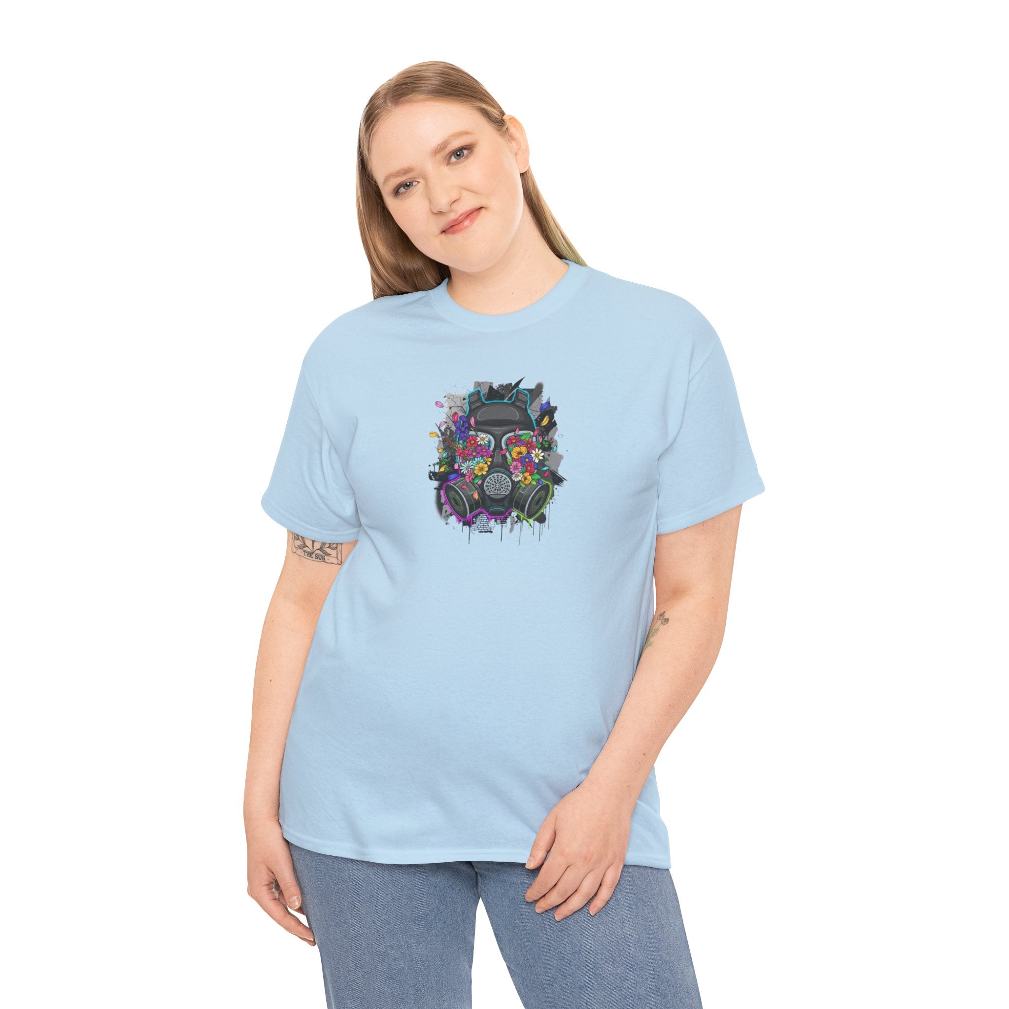 Streetwear Tee — Neon Skull Floral Graphic