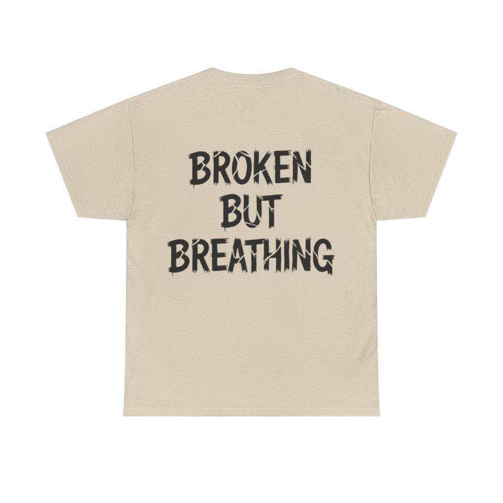 T-Shirt — "BROKEN BUT BREATHING" Graphic Tee (OBOROX – UK Minimal Front)