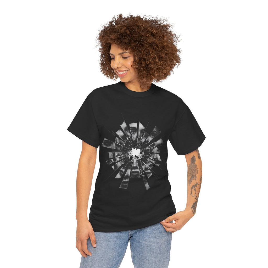 Broken Glass Bullet Hole T‑Shirt — Shattered Window Graphic Tee
