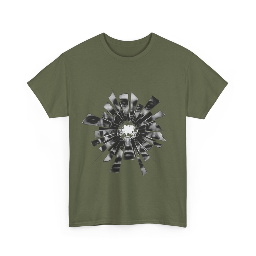 Broken Glass Bullet Hole T‑Shirt — Shattered Window Graphic Tee