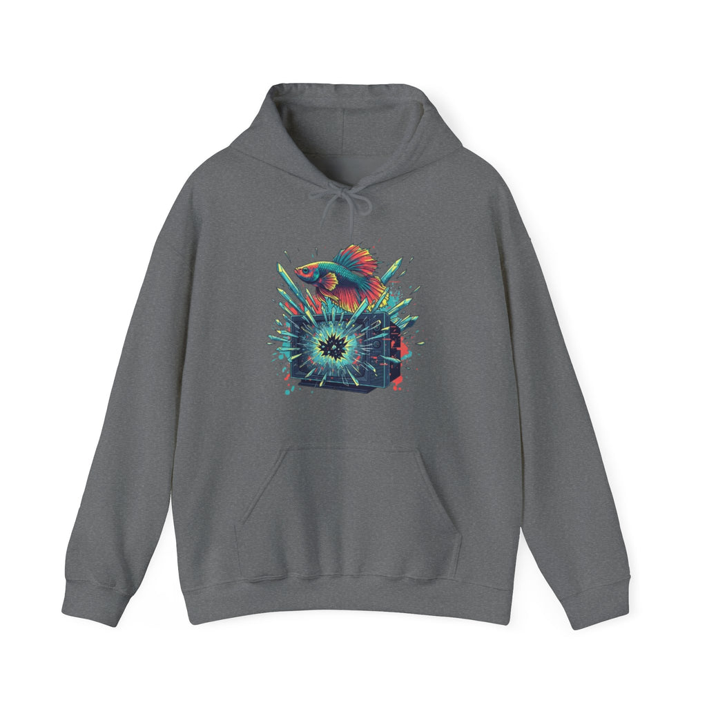 Psychedelic Fish Hoodie — Neon Ocean Explosion Graphic Sweatshirt