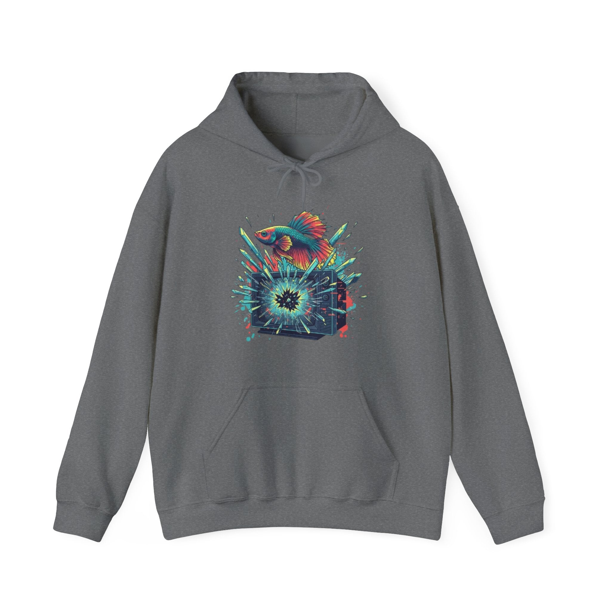 Psychedelic Fish Hoodie — Neon Ocean Explosion Graphic Sweatshirt