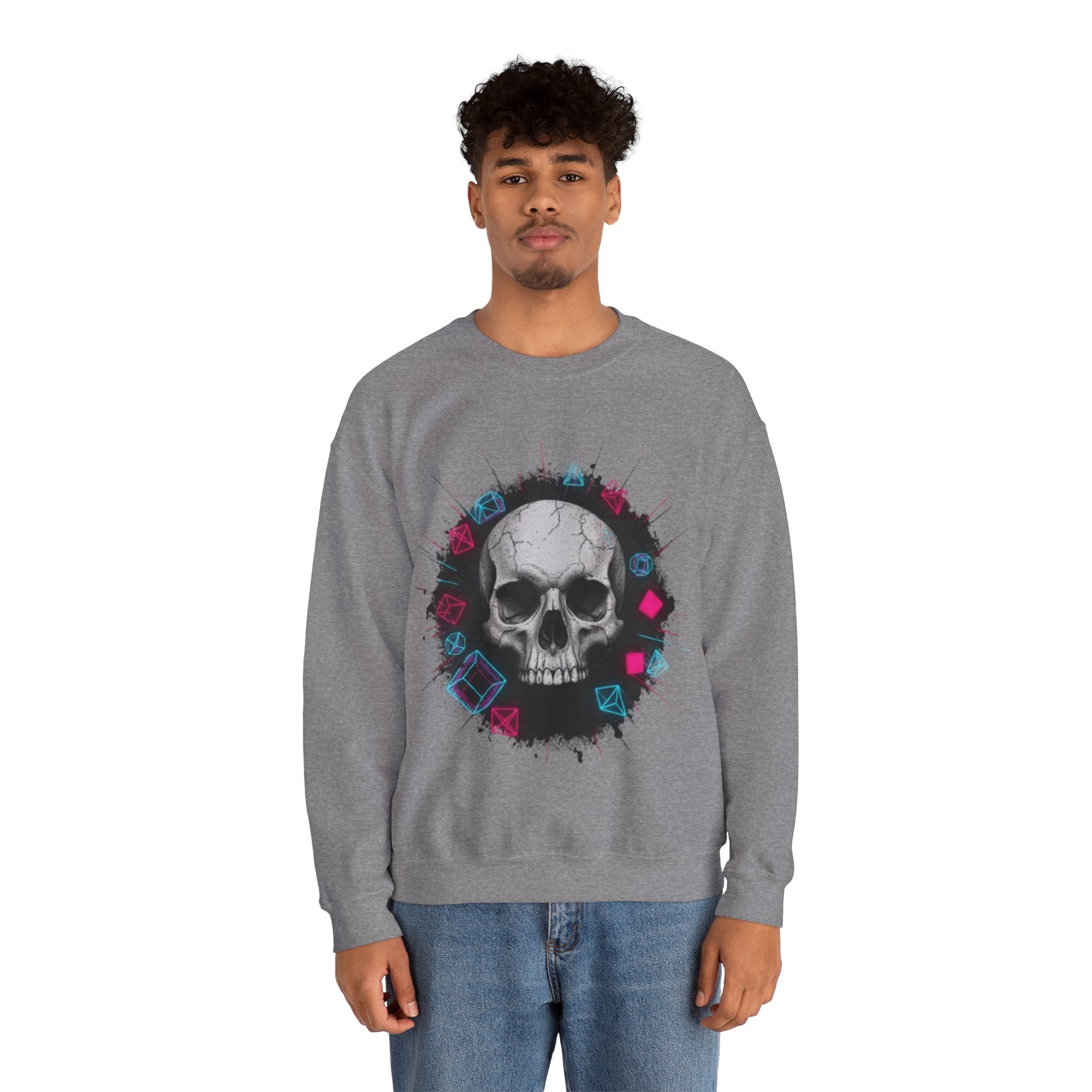Skull Neon Geometry Crewneck Sweatshirt